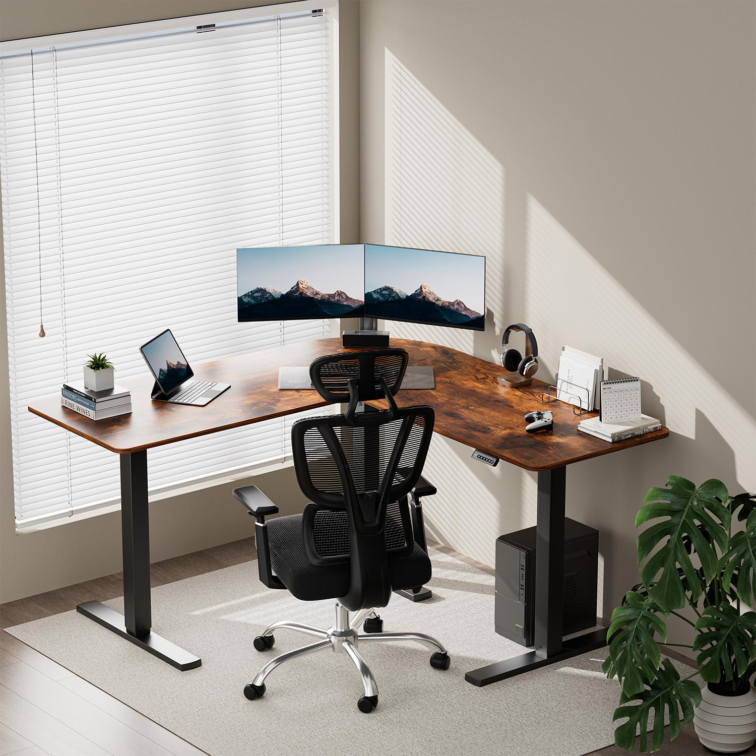 L-Form Eckschreibtisch höhenverstellbar Elektrisch Ergonomischer Stehtisch