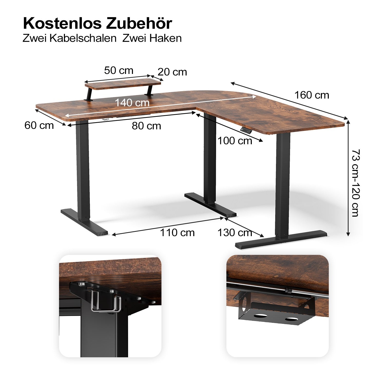 L-Form Eckschreibtisch höhenverstellbar Elektrisch Ergonomischer Stehtisch