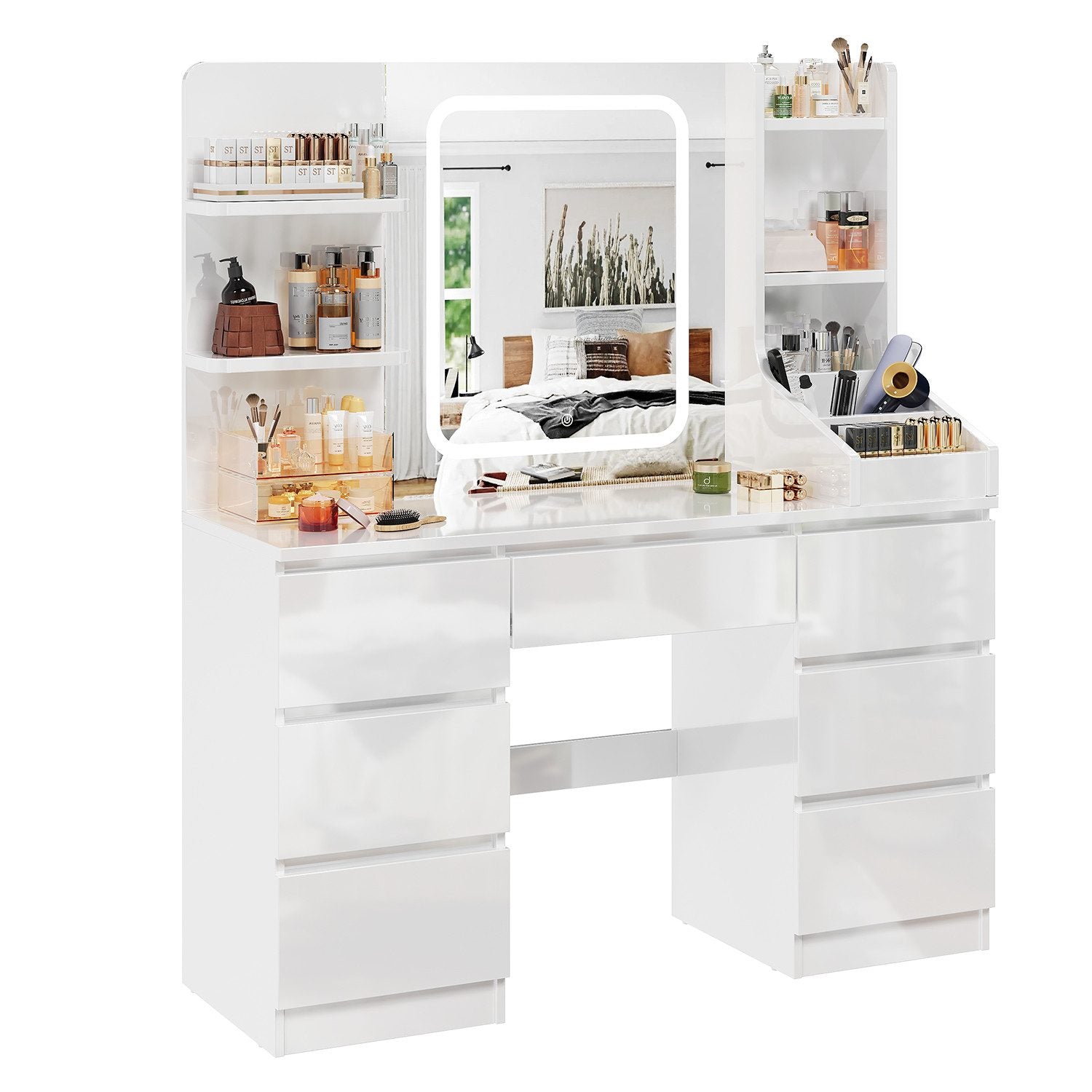LED-Schminktisch mit 7 Schubladen
