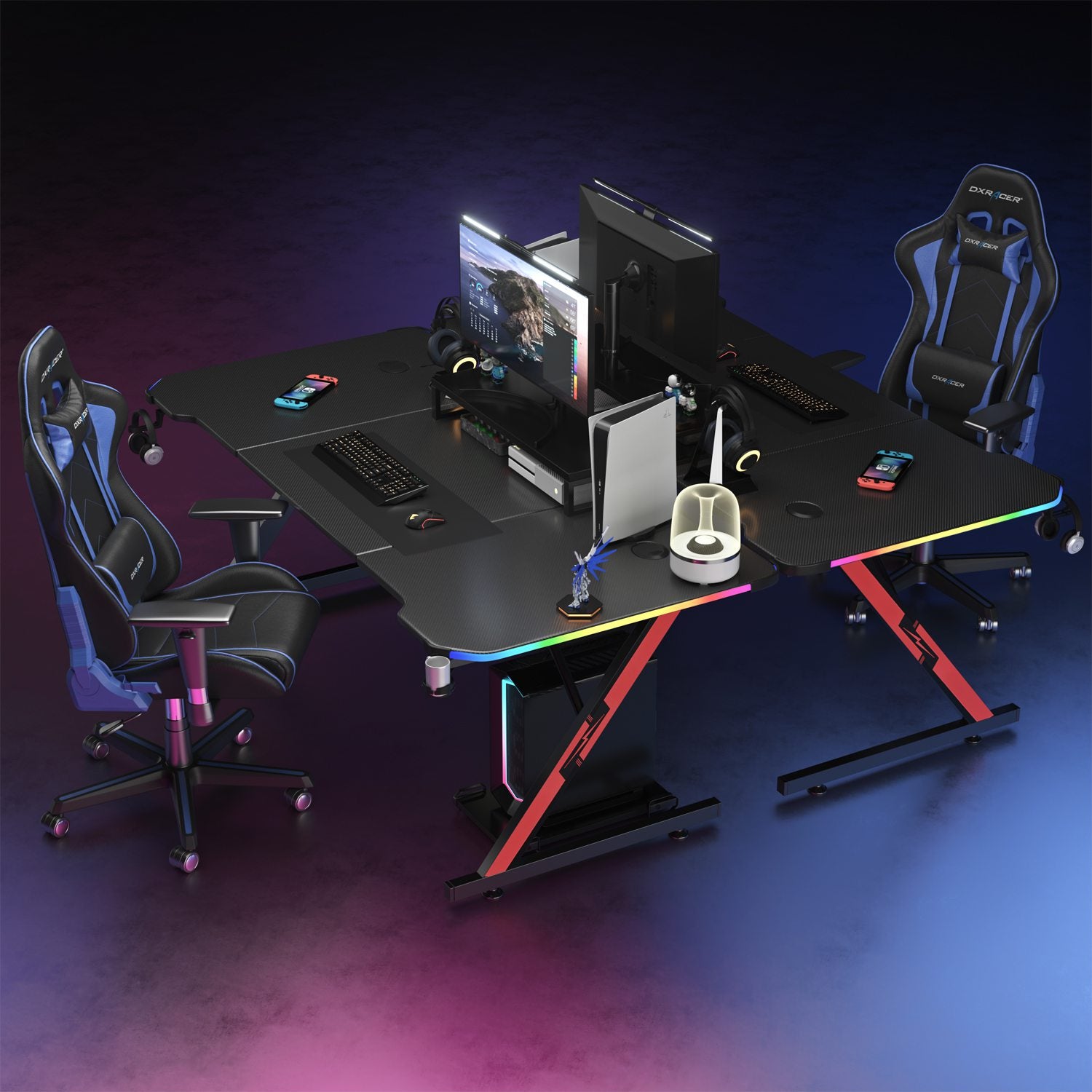 Ergonomischer Z Gaming Tisch mit LED-Beleuchtung