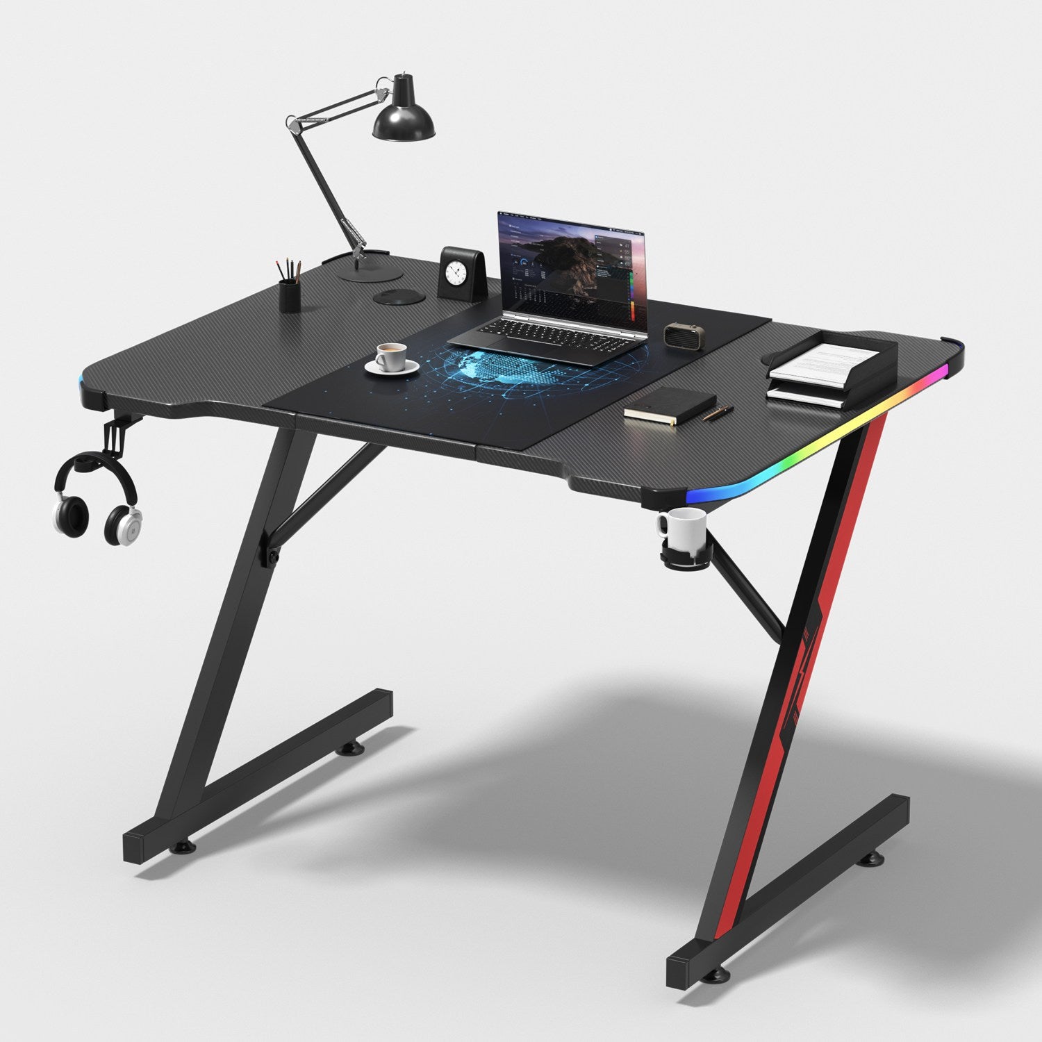 Ergonomischer Z Gaming Tisch mit LED-Beleuchtung