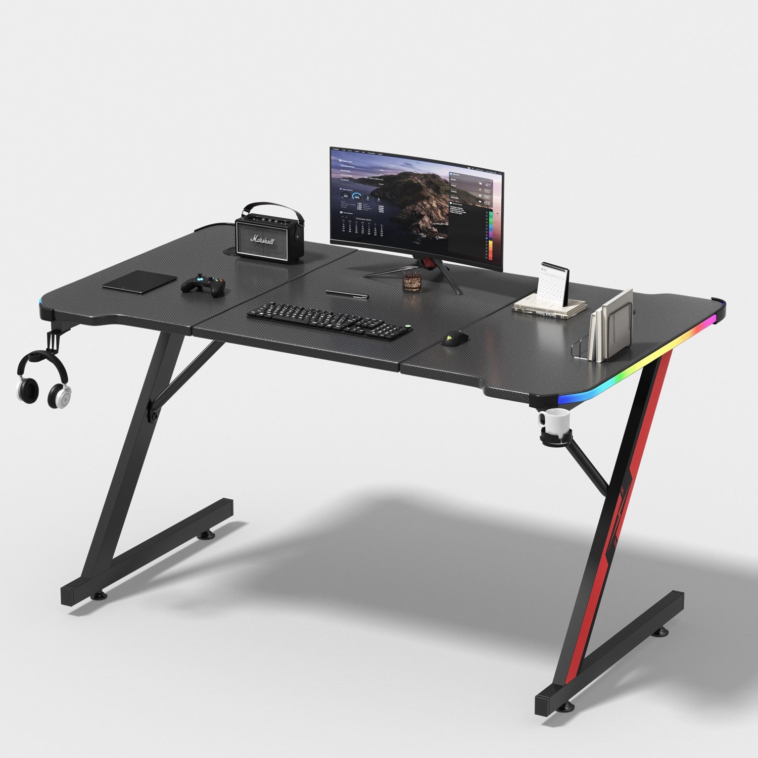 Ergonomischer Z Gaming Tisch mit LED-Beleuchtung