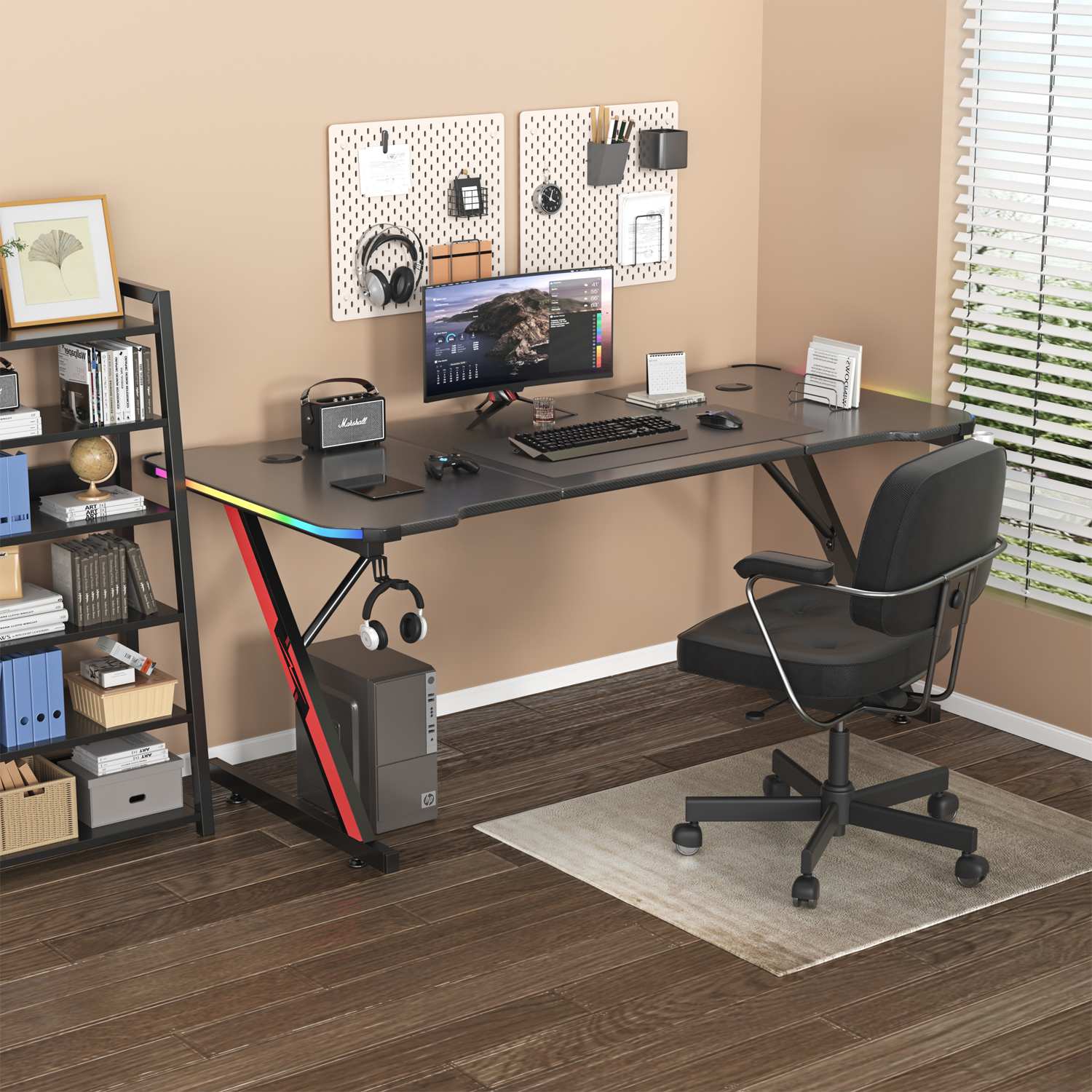 Ergonomischer Z Gaming Tisch mit LED-Beleuchtung