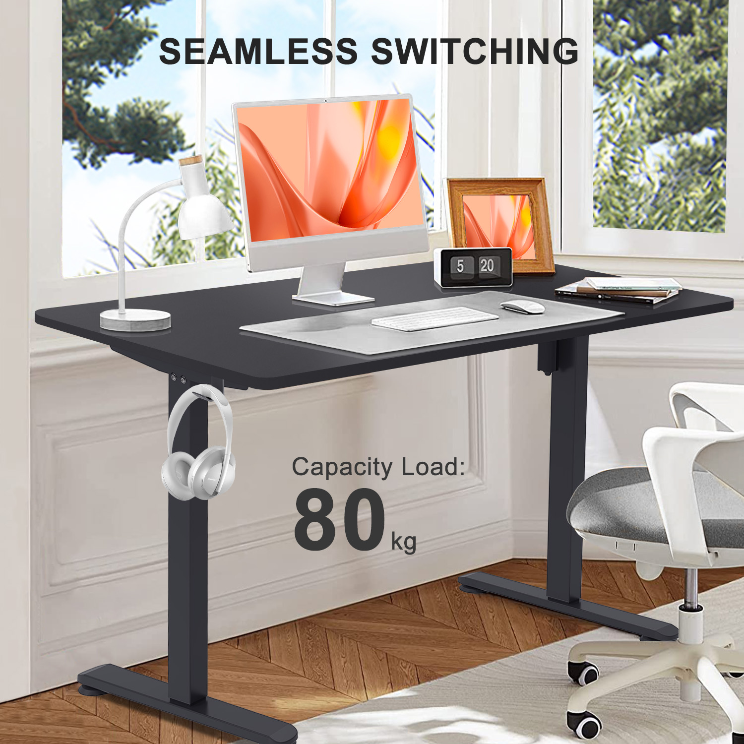 Elektrisch Höhenverstellbarer Schreibtisch 120X60 cm mit voller Arbeitsfläche