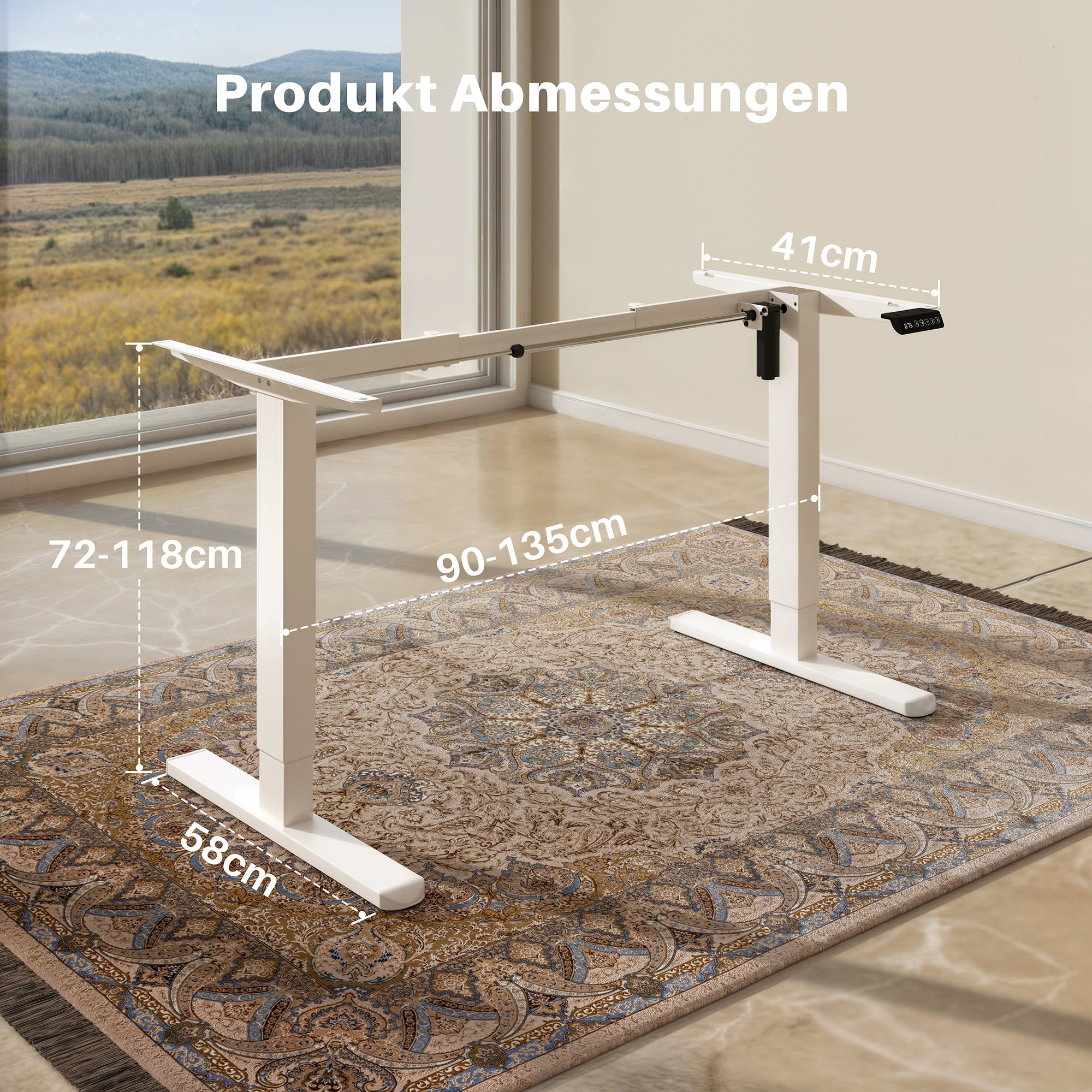 Basic Höhenverstellbarer Schreibtisch mit Entire Board Desktop