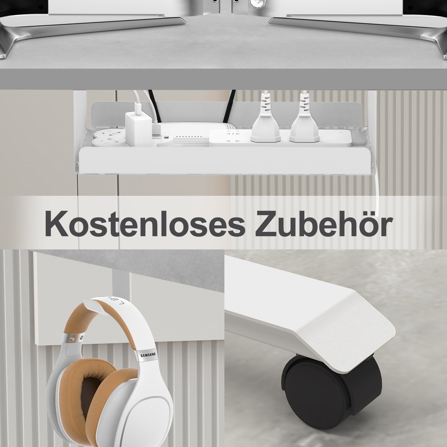 Pro Höhenverstellbarer Schreibtisch mit Kabelkanal und Kabellosem Laden