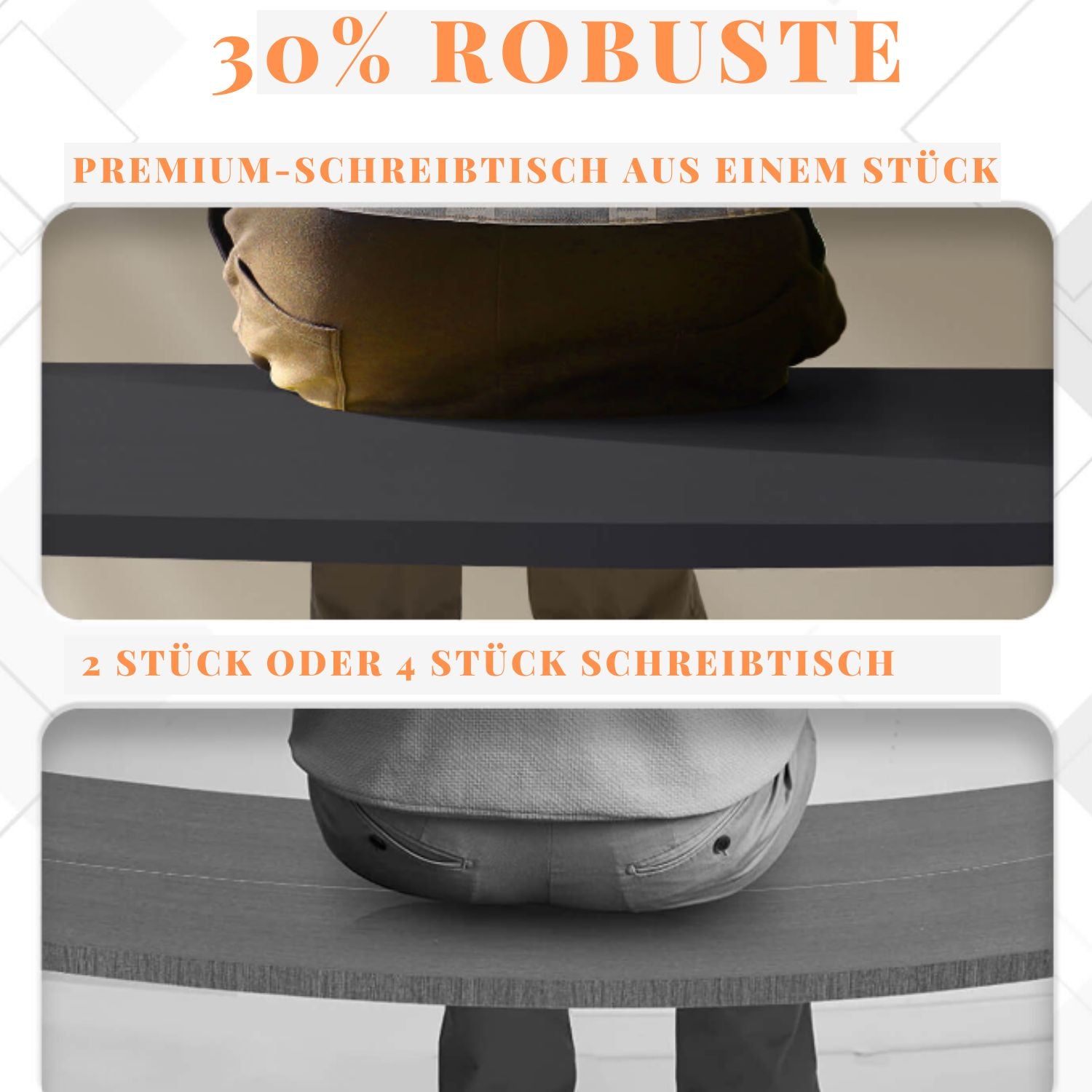 Premium Elektrisch höhenverstellbarer Schreibtisch mit In-einem-Stück gefertigt Tischplatten