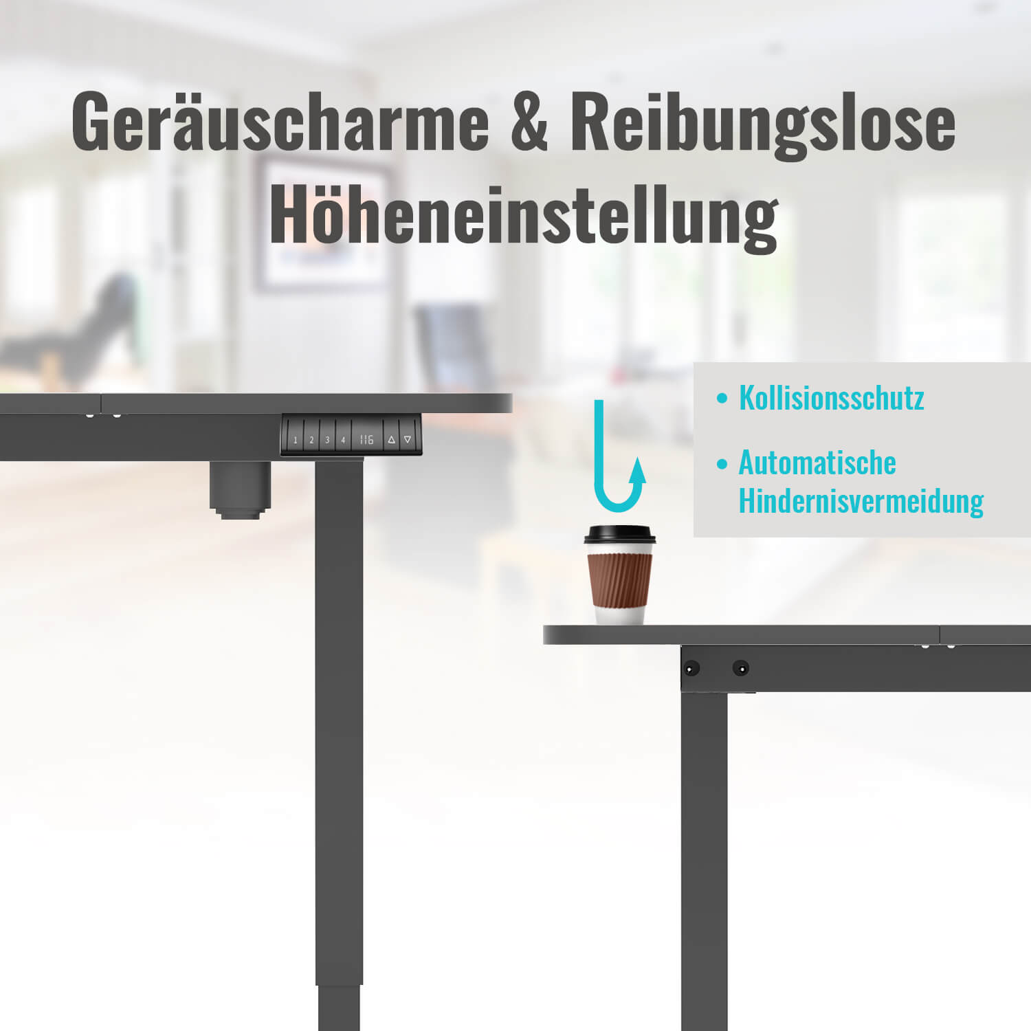 Elektrisch Höhenverstellbarer Schreibtisch mit Rädern 140X70 cm