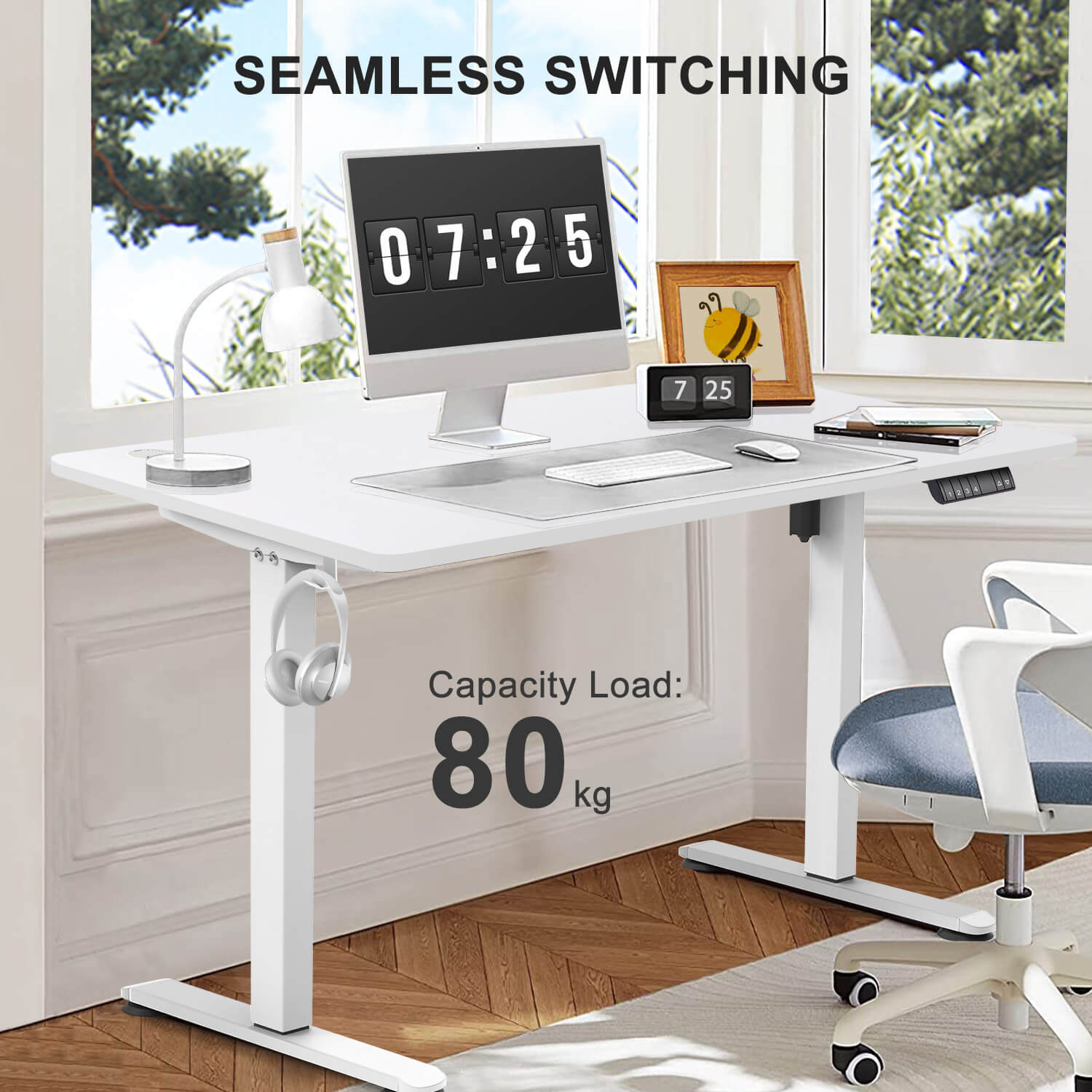 Elektrisch Höhenverstellbarer Schreibtisch 120X60 cm mit voller Arbeitsfläche