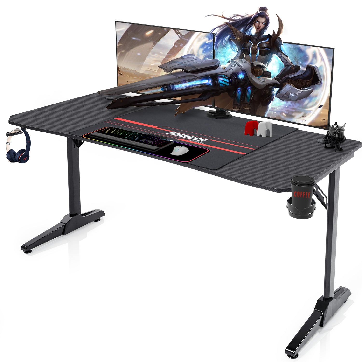 Gaming Tisch mit Getränkehalter 140/160/180 cm