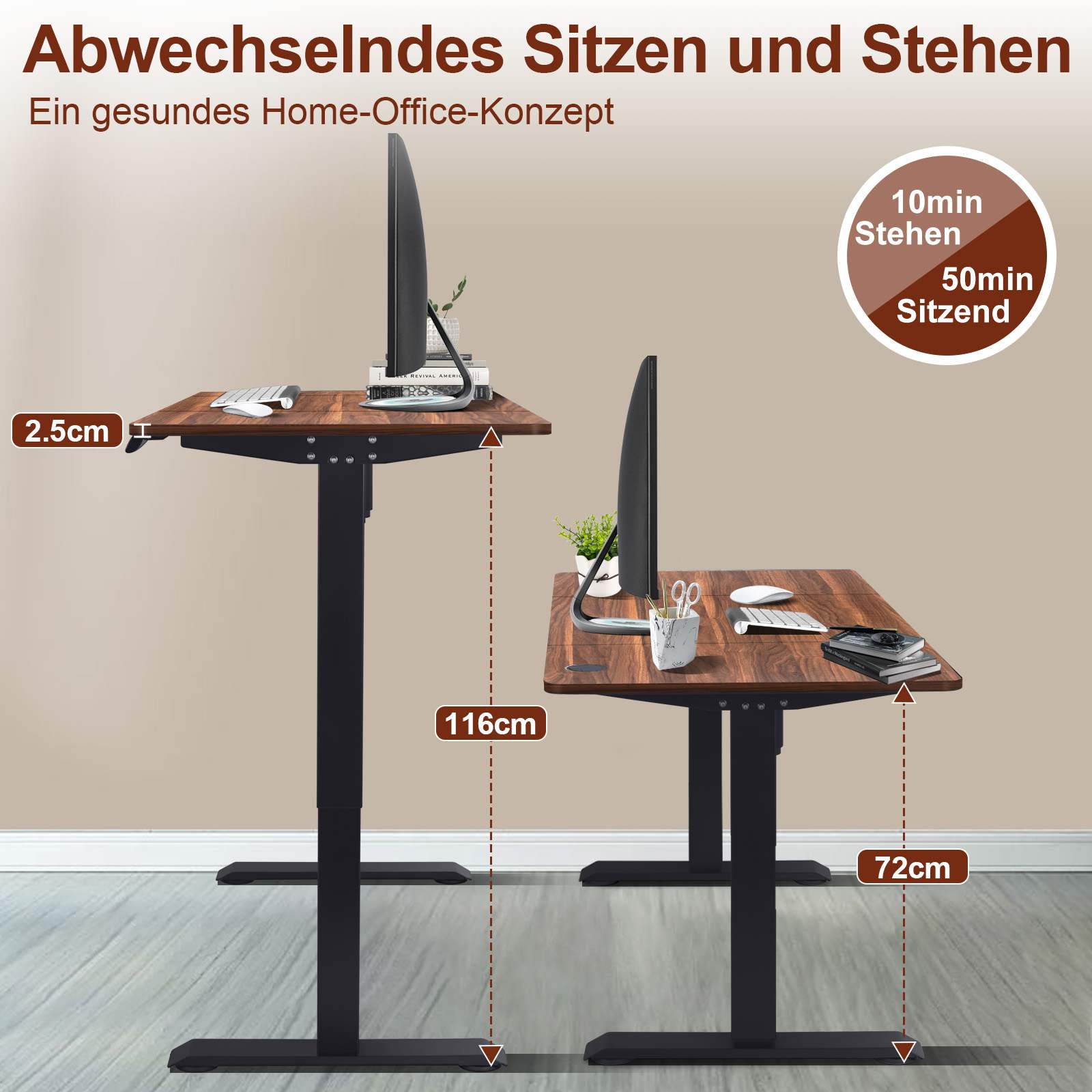 Elektrisch Höhenverstellbarer Schreibtisch 160X80 cm