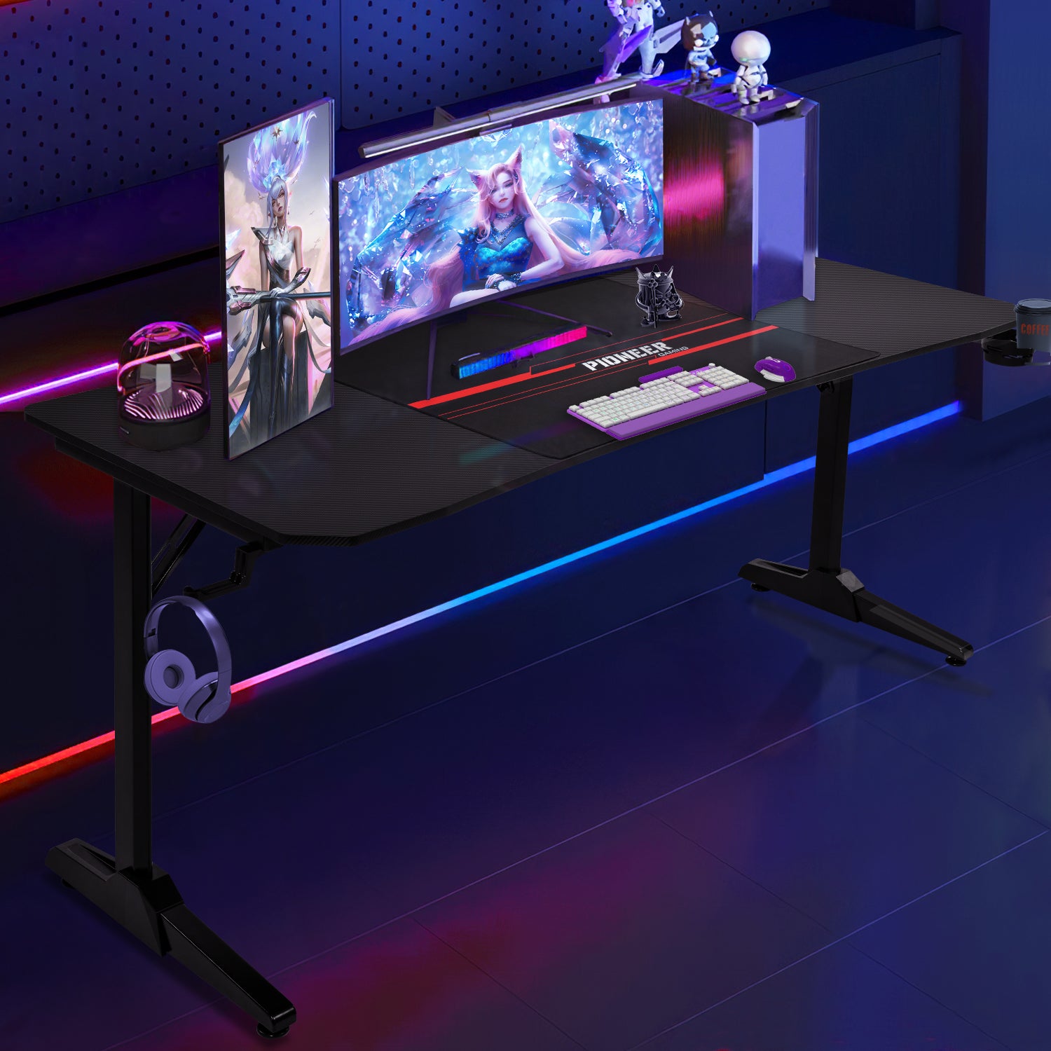 Gaming Tisch mit Getränkehalter 140/160/180 cm