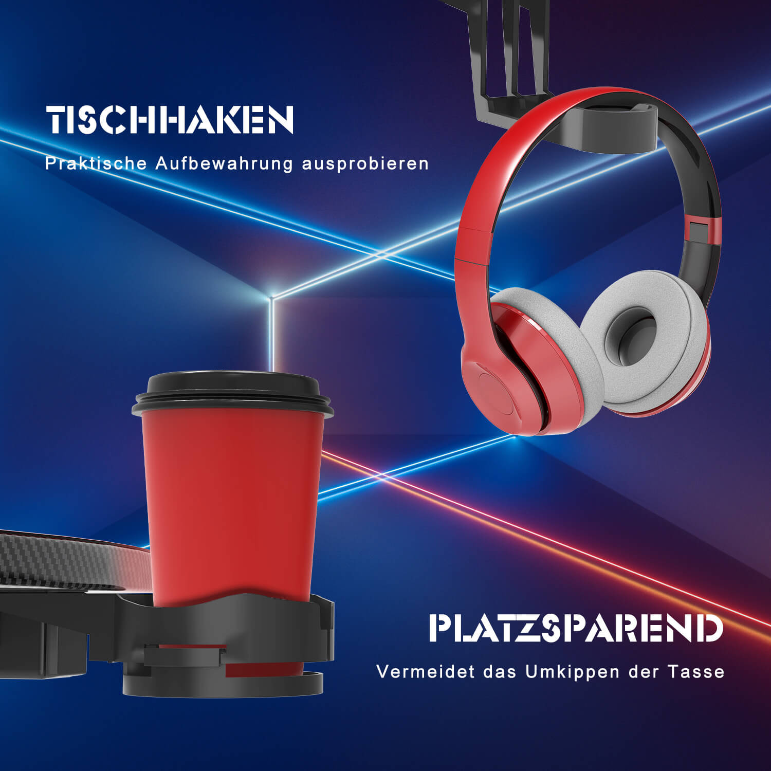 Gaming Tisch mit Getränkehalter 140 cm/160 cm/180 cm