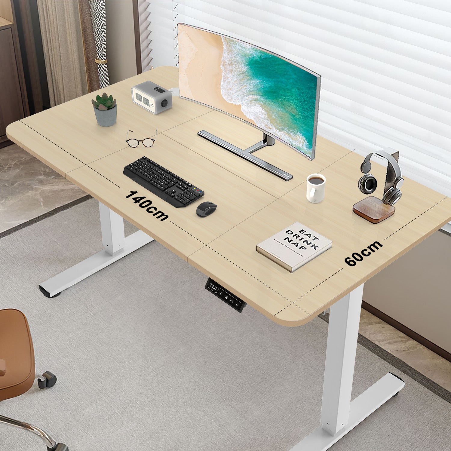 140X60 cm Höhenverstellbarer Schreibtisch mit Memory Funktion