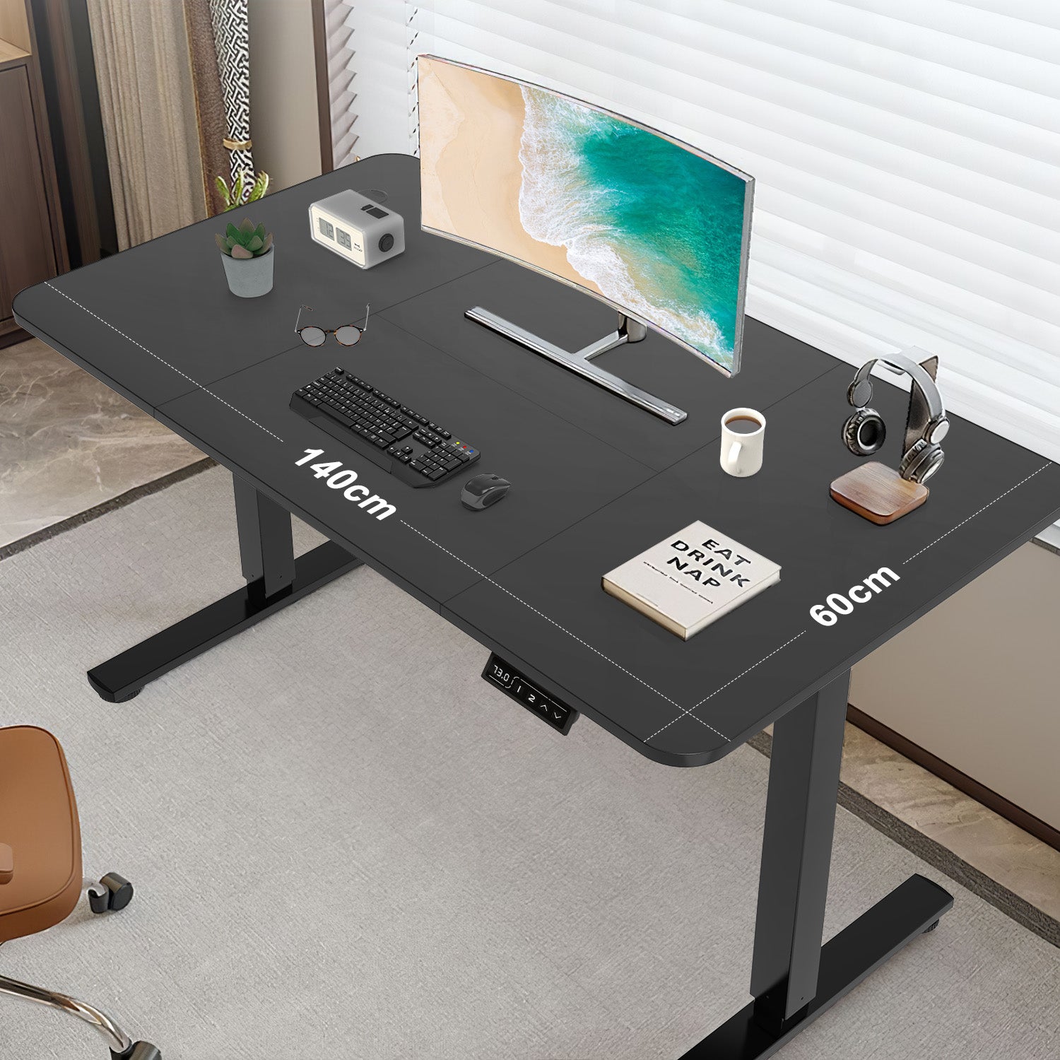 140X60 cm Höhenverstellbarer Schreibtisch mit Memory Funktion