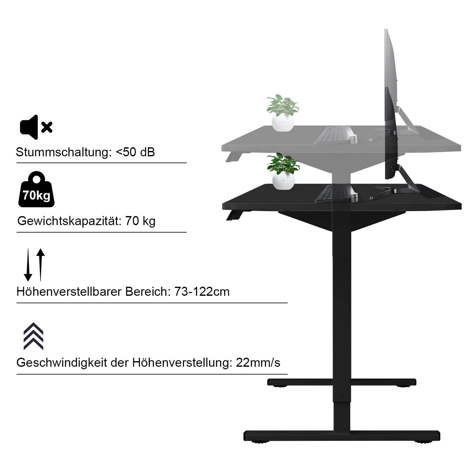 Elektrisch Höhenverstellbarer Schreibtisch 120X60 cm