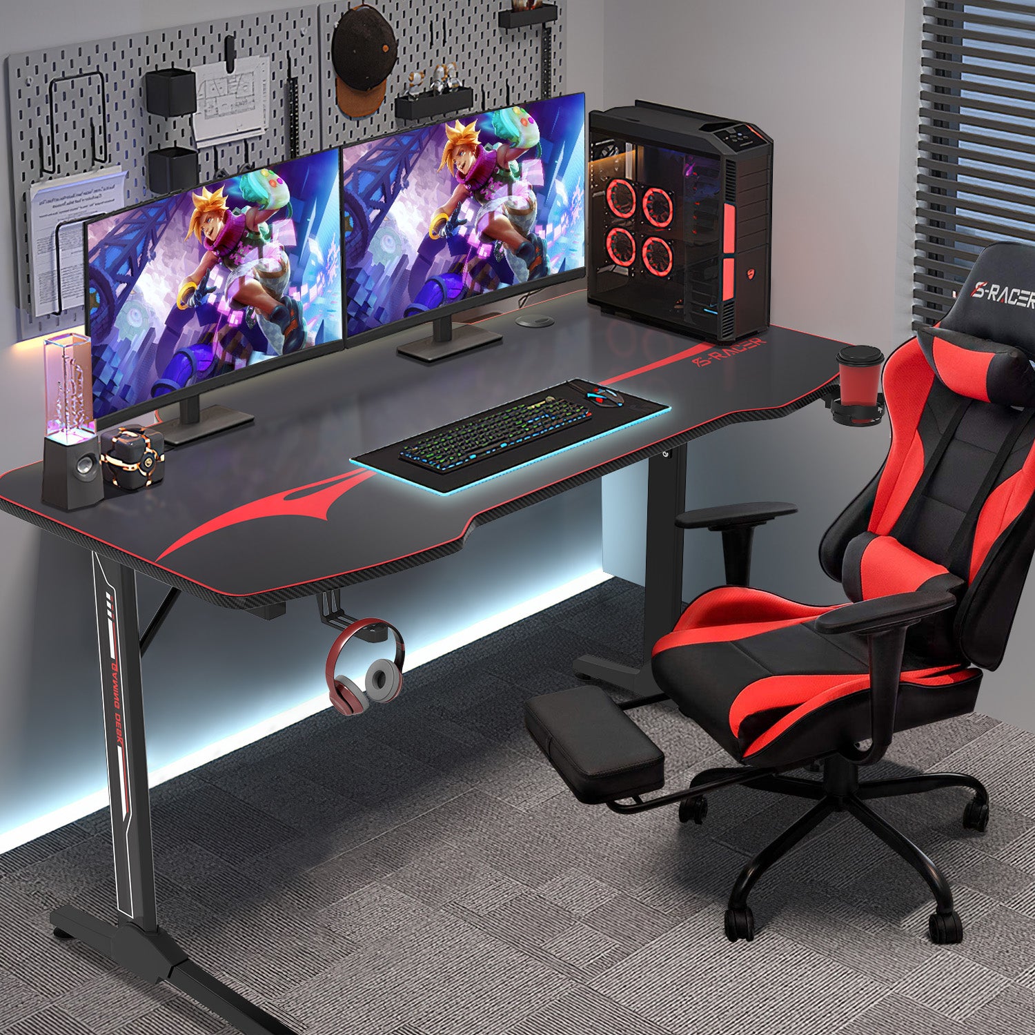 Gaming Tisch mit Getränkehalter 140 cm/160 cm/180 cm
