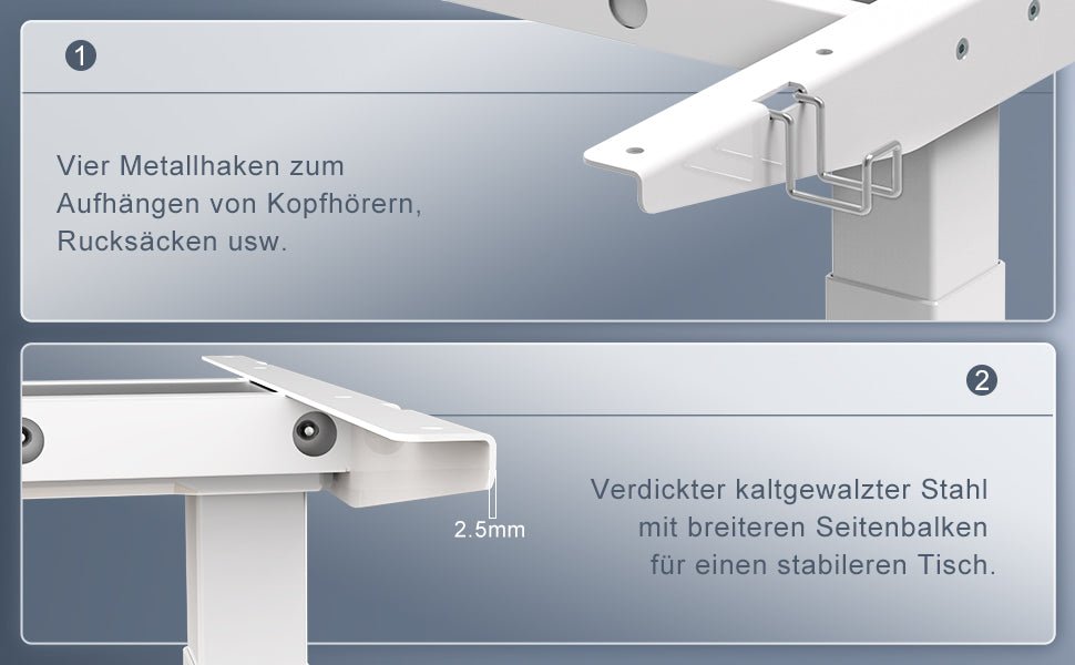 Doppelmotor Höhenverstellbares Tischgestell bis zu 120 kg