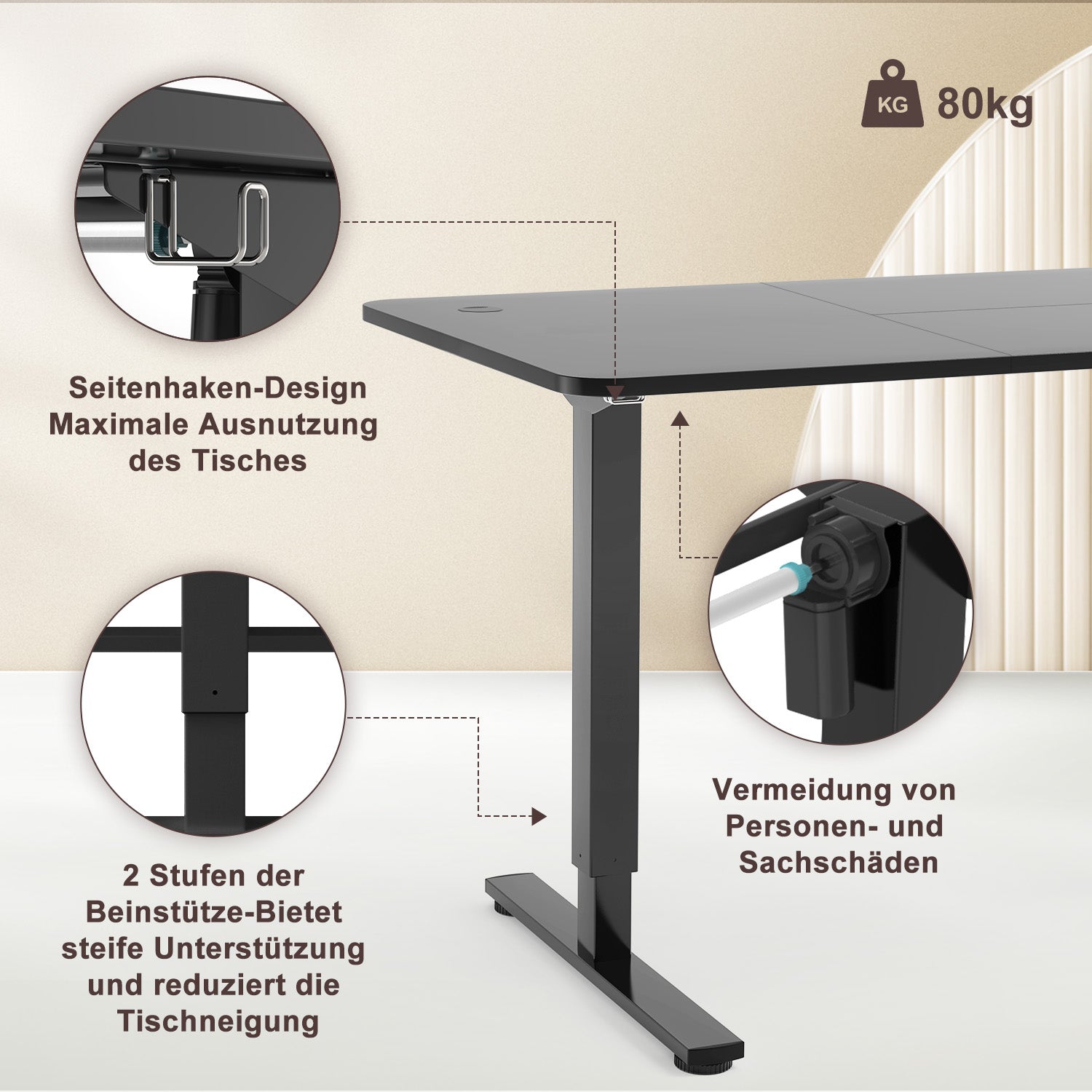 140X60 cm Höhenverstellbarer Schreibtisch mit Memory Funktion
