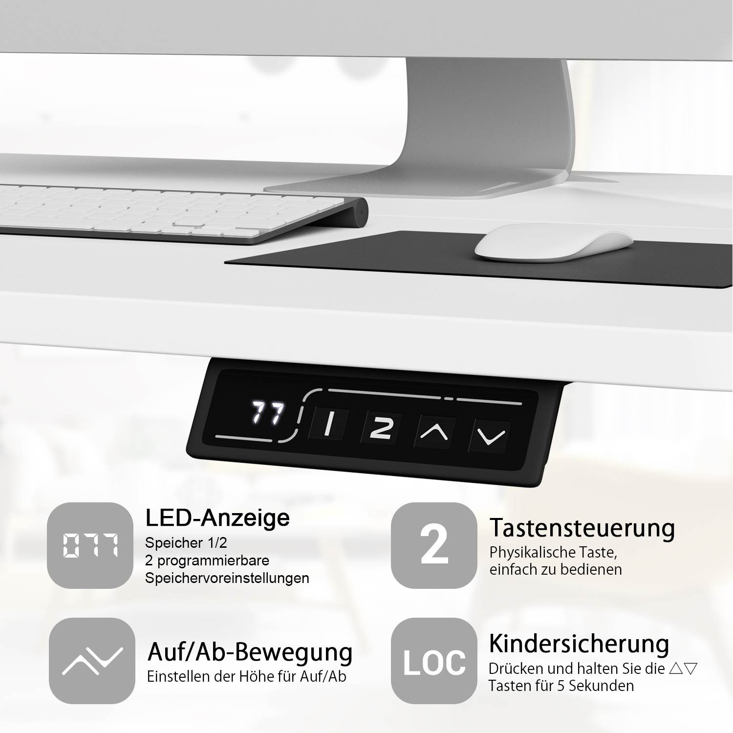 Elektrisch Höhenverstellbarer Schreibtisch 140X70 cm