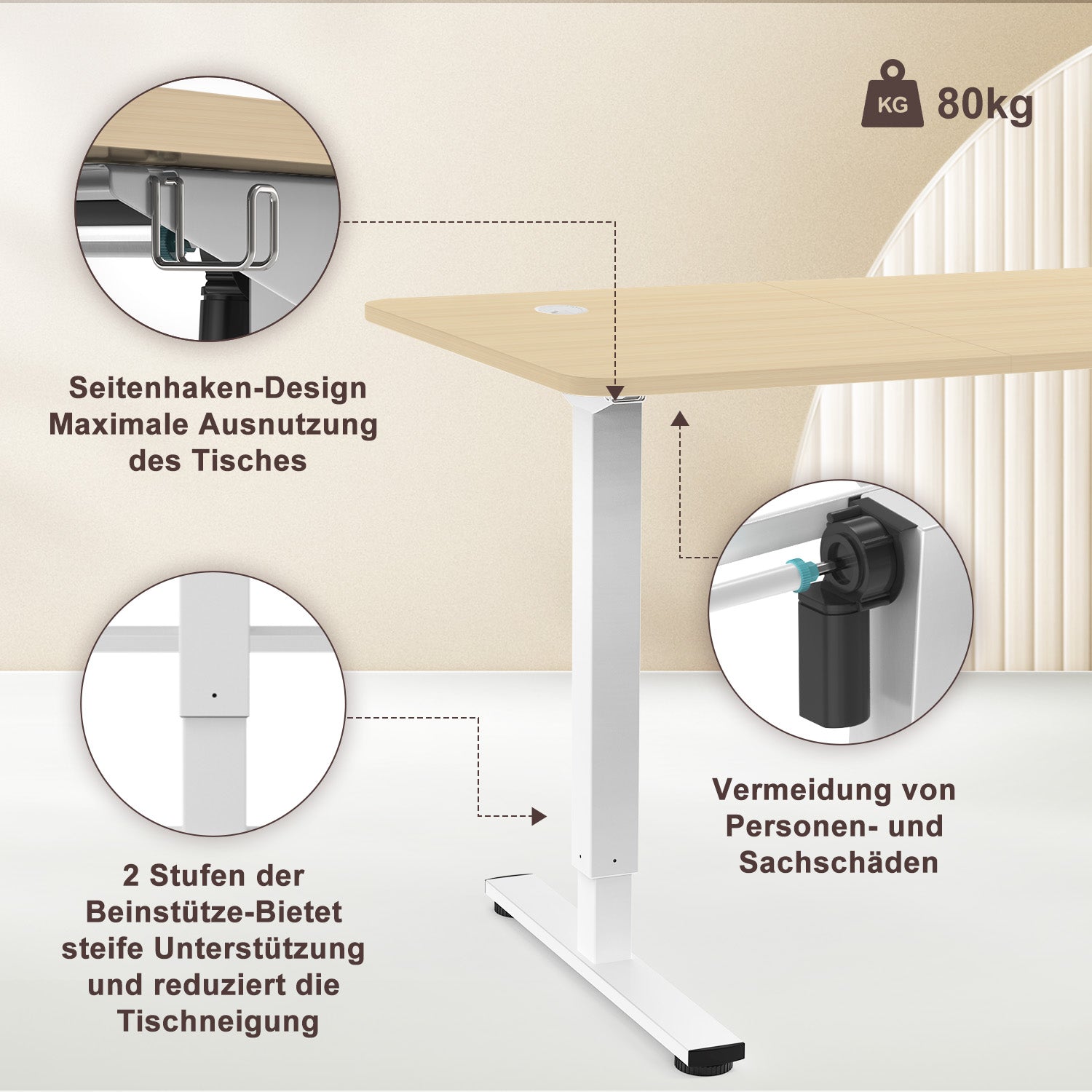 140X60 cm Höhenverstellbarer Schreibtisch mit Memory Funktion