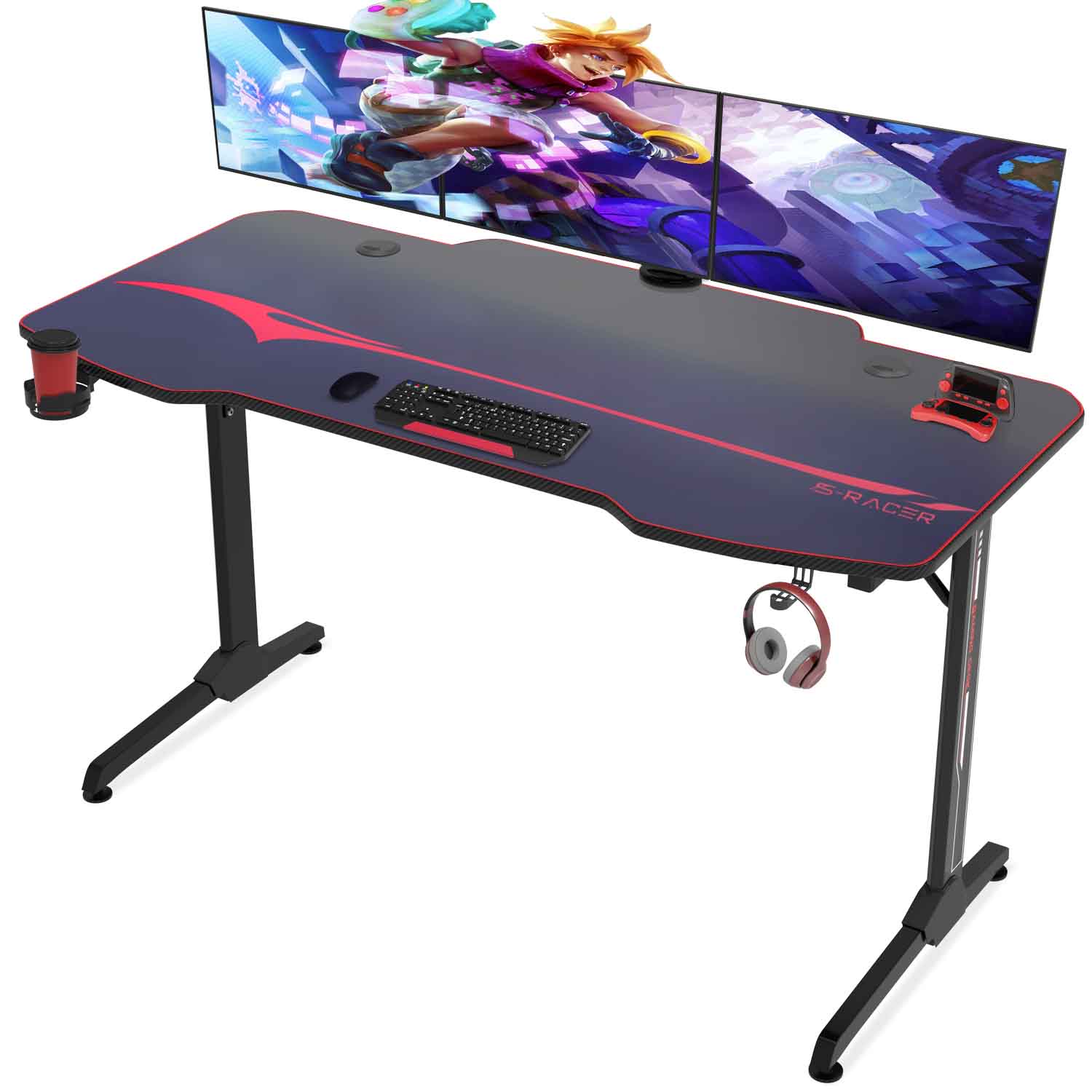 Gaming Tisch mit Getränkehalter 140 cm/160 cm/180 cm