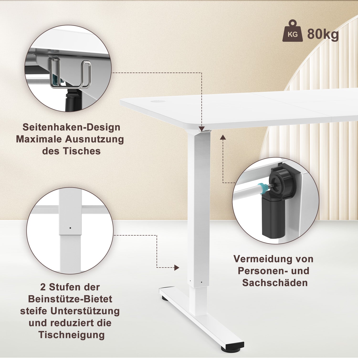 140X60 cm Höhenverstellbarer Schreibtisch mit Memory Funktion