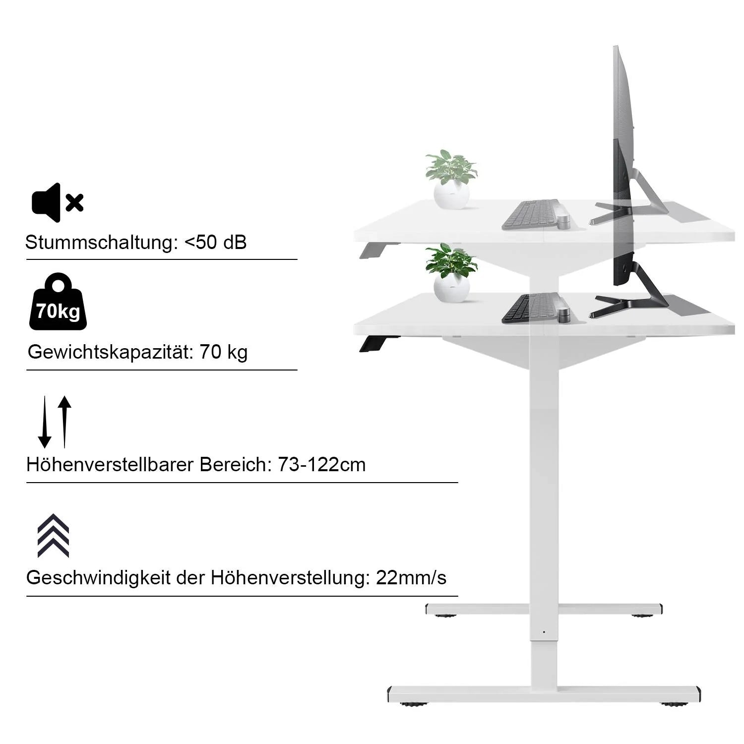 140X60 cm Höhenverstellbarer Schreibtisch mit Memory Funktion