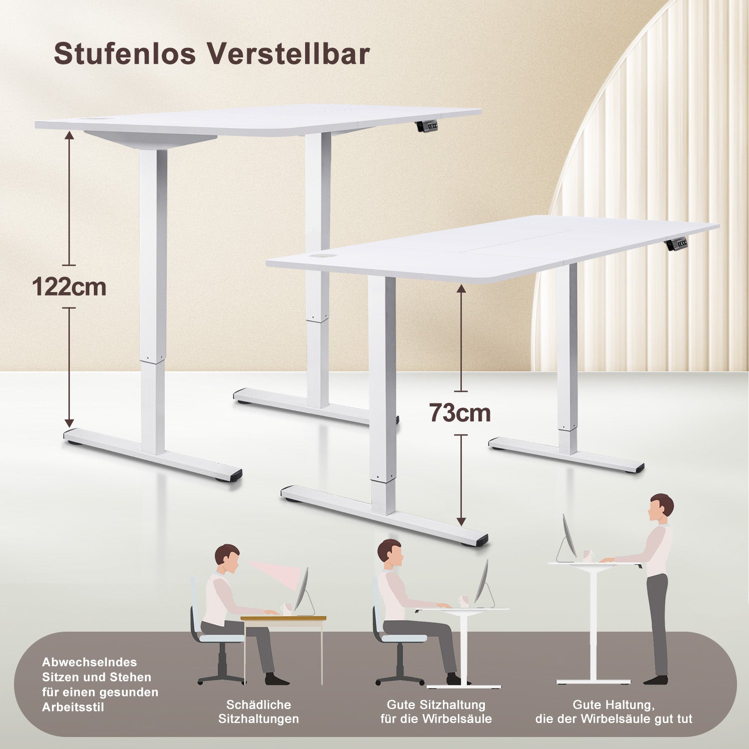 140X60 cm Höhenverstellbarer Schreibtisch mit Memory Funktion