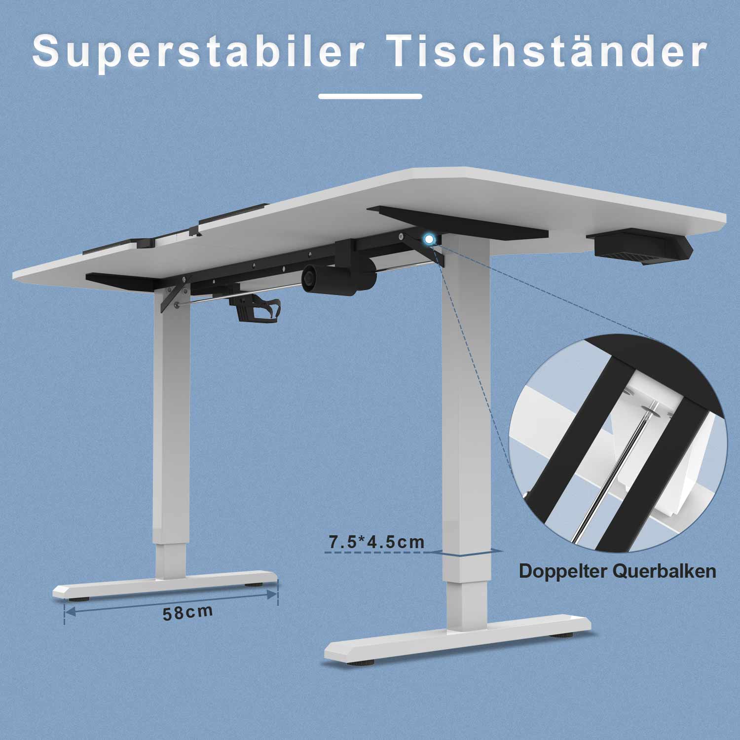 L-förmiger Höhenverstellbarer Schreibtisch 160X75 cm