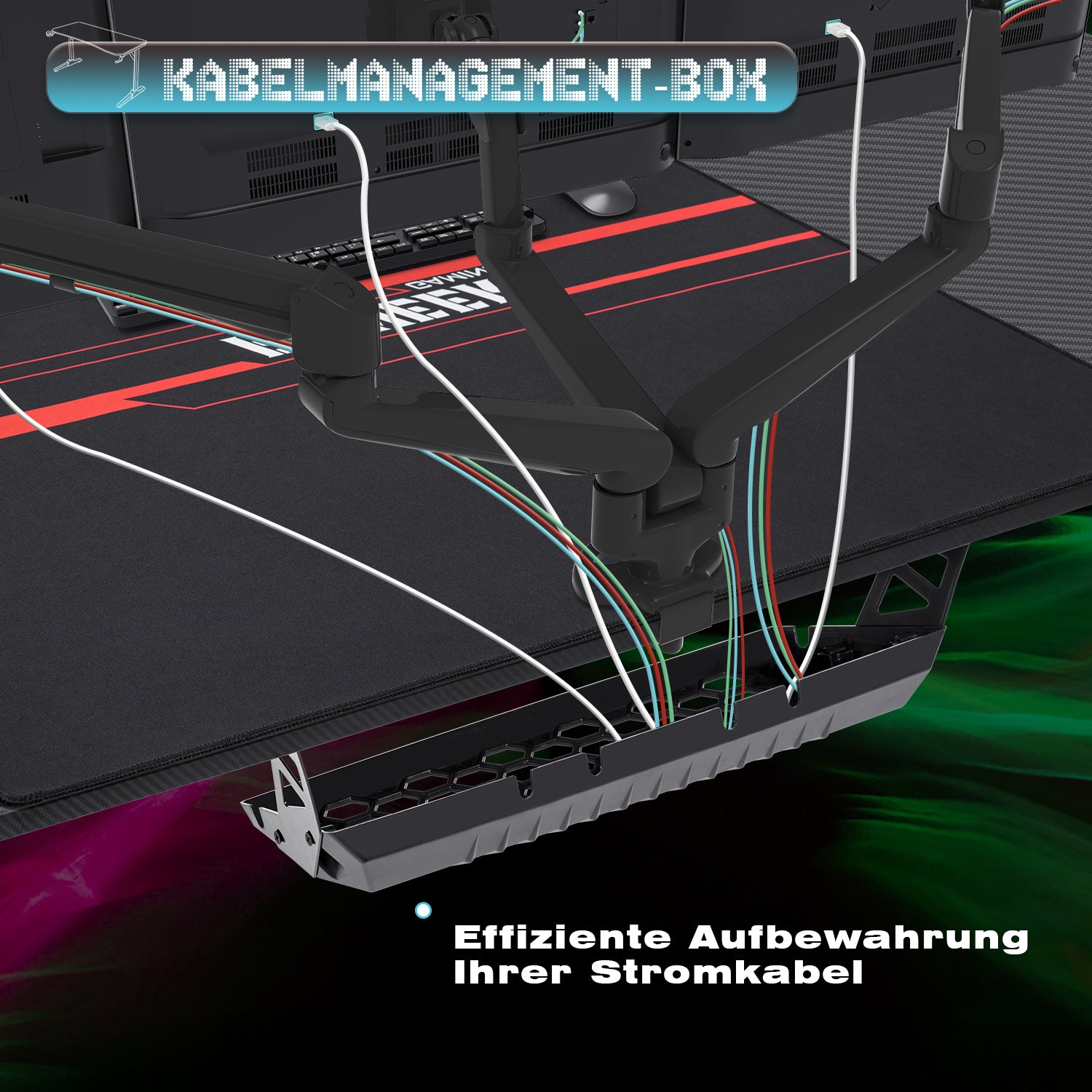 Gaming Tisch mit Getränkehalter 140/160/180 cm
