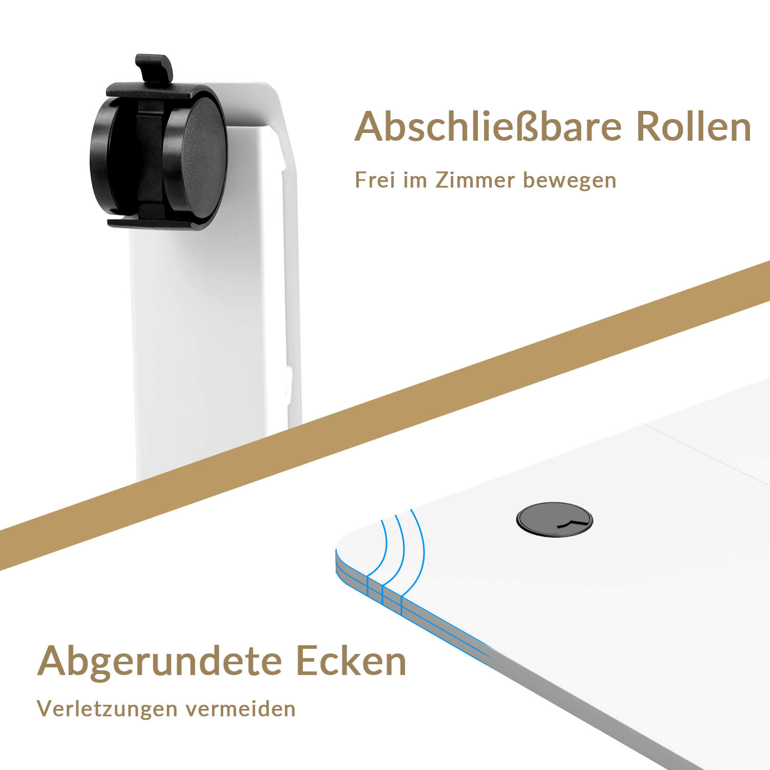 Elektrisch Höhenverstellbarer Schreibtisch mit Rädern 140X70 cm
