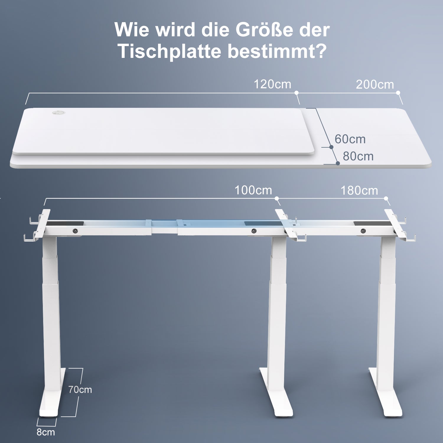 Doppelmotor Höhenverstellbares Tischgestell bis zu 120 kg