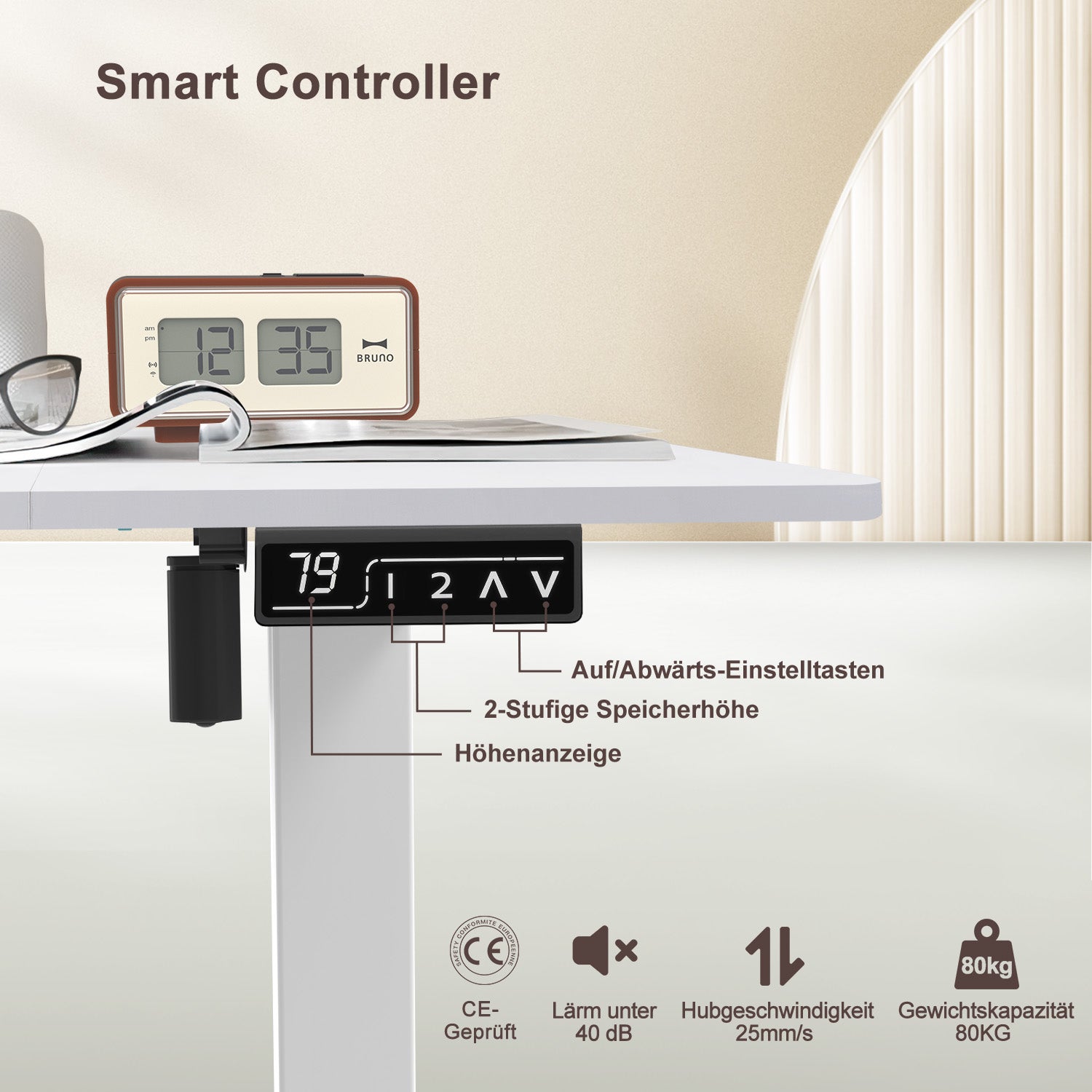 140X60 cm Höhenverstellbarer Schreibtisch mit Memory Funktion