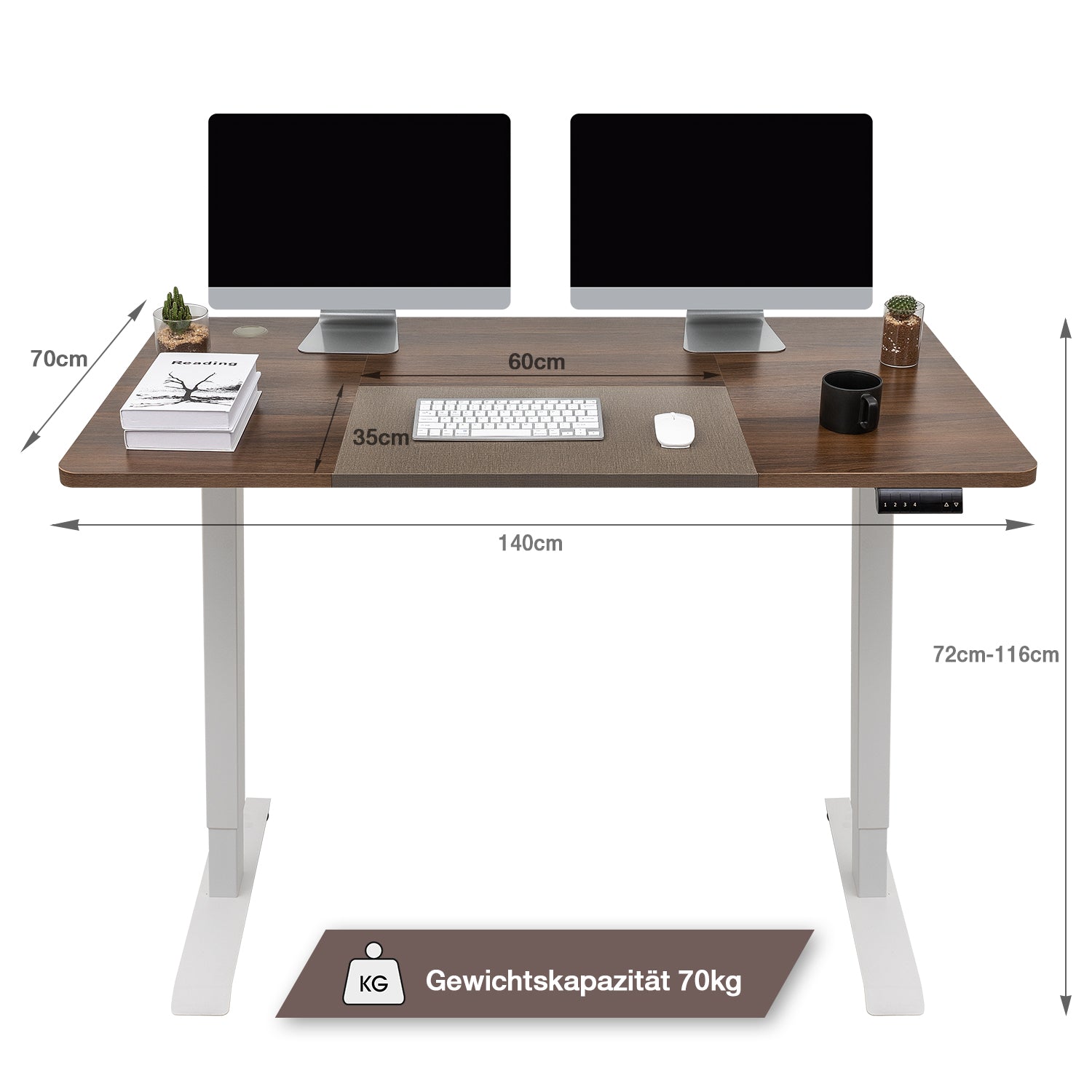 Elektrisch Höhenverstellbarer Schreibtisch 140X70 cm