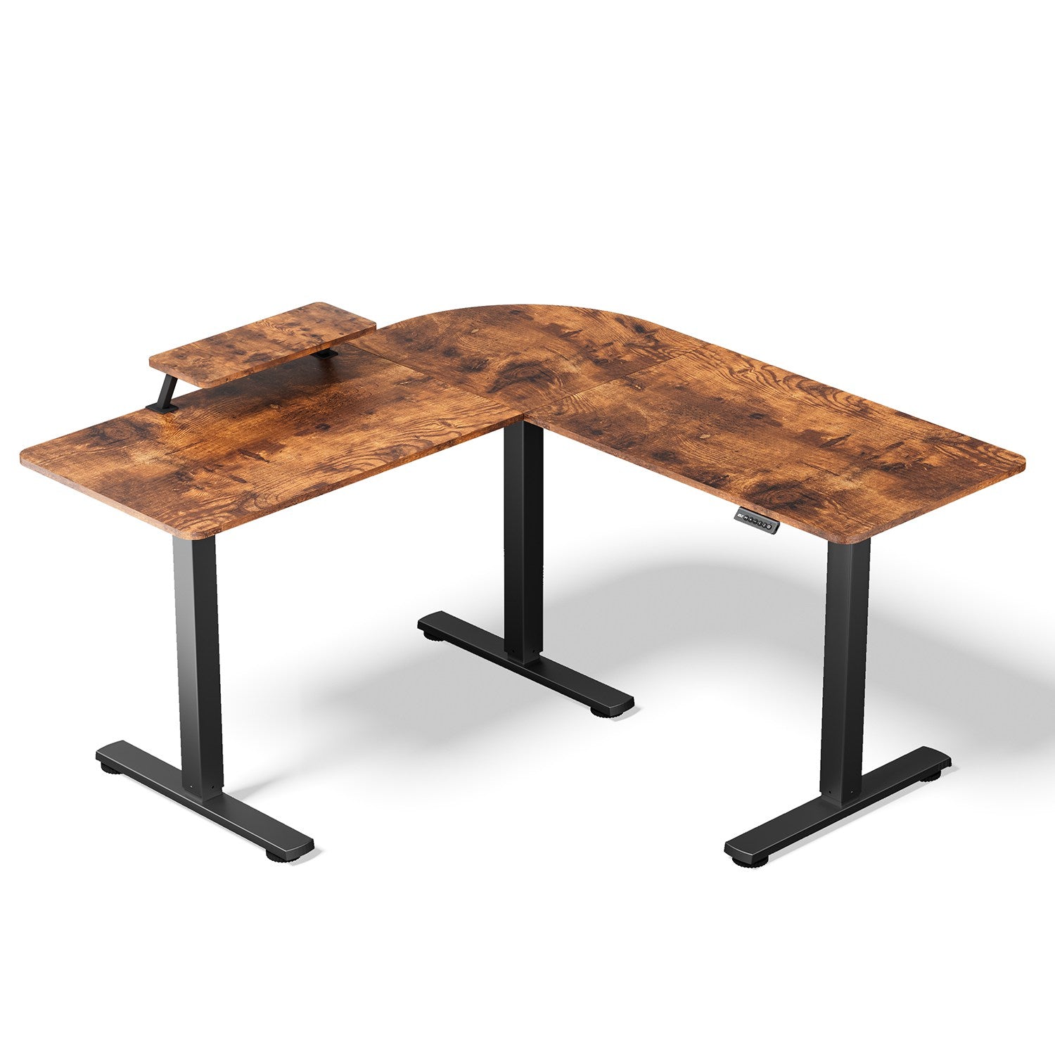 Gaming-Schreibtisch L-Form, 167x120 Cm – Reversibel, Mit Haken & CPU-Ständer, Vintage Braun, Bis 200 Kg Belastbar