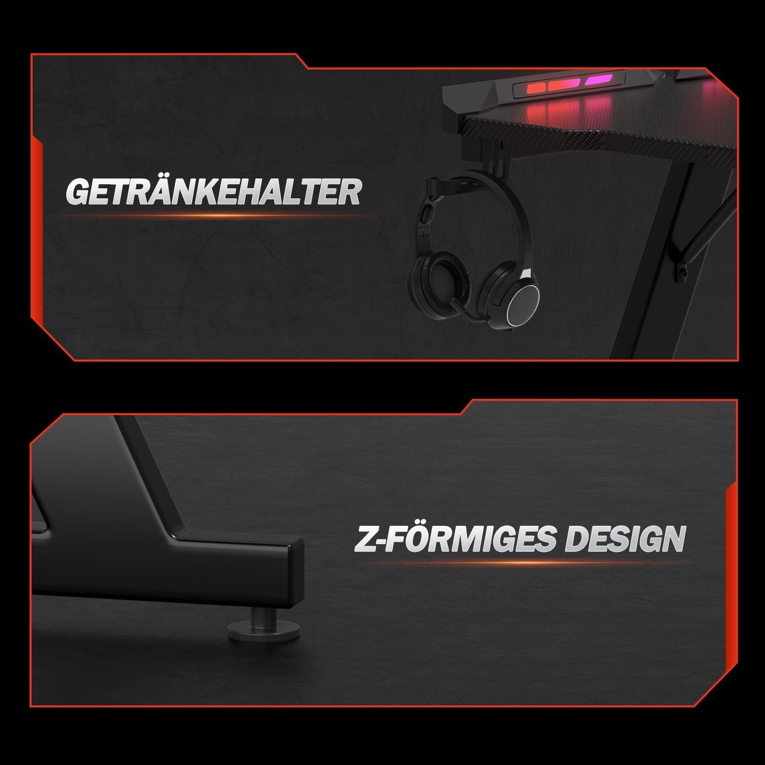 RGB-Gamingtisch mit Z-Gestell