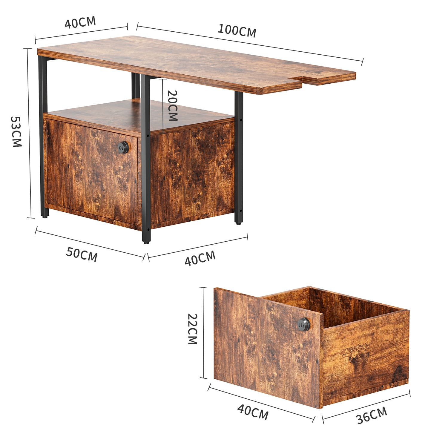 Standard 160 cm x 70 cm Höhenverstellbarer Schreibtisch mit sideboard