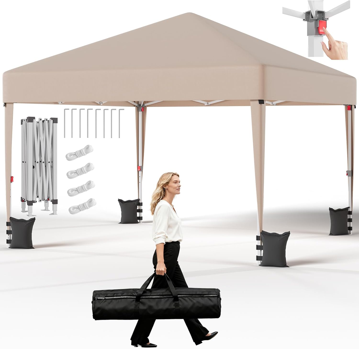 Höhenverstellbarer Faltpavillon 3 × 3 m