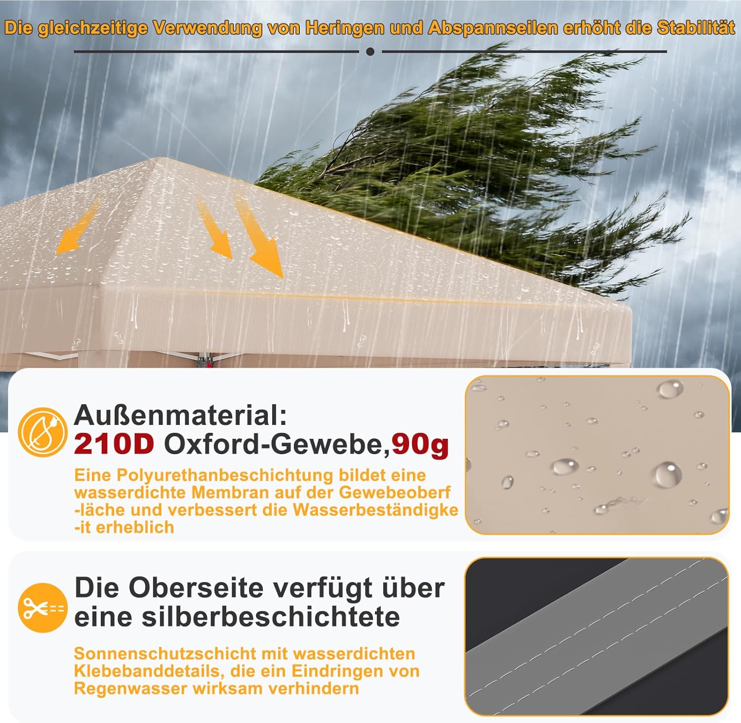 Höhenverstellbarer Faltpavillon 3 × 3 m