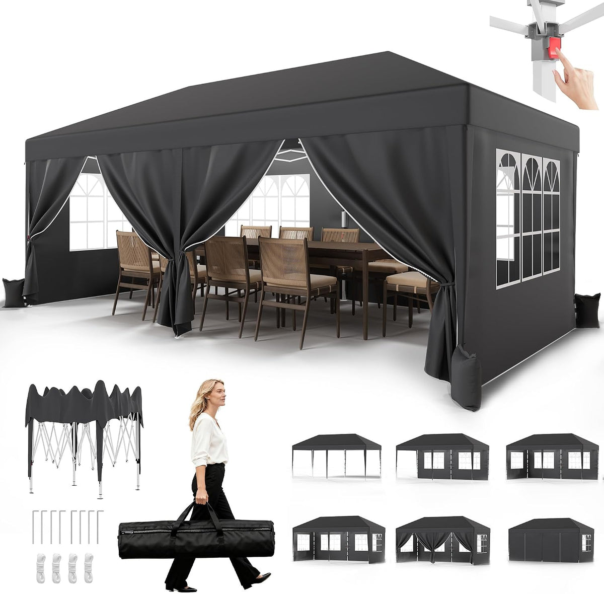 Höhenverstellbarer Faltpavillon mit stabilem Rahmen