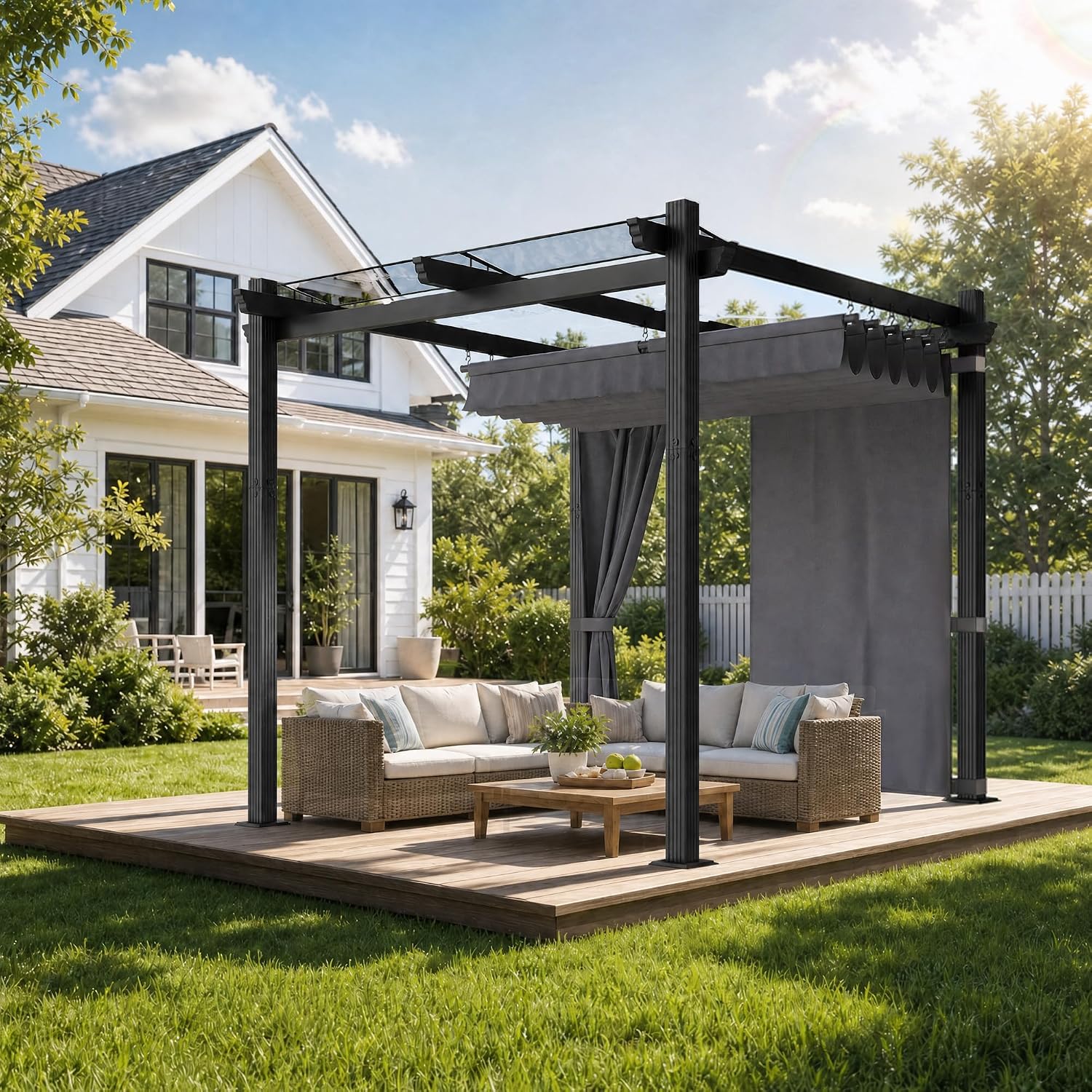Aluminium-Pergola mit verstellbarem Schiebedach