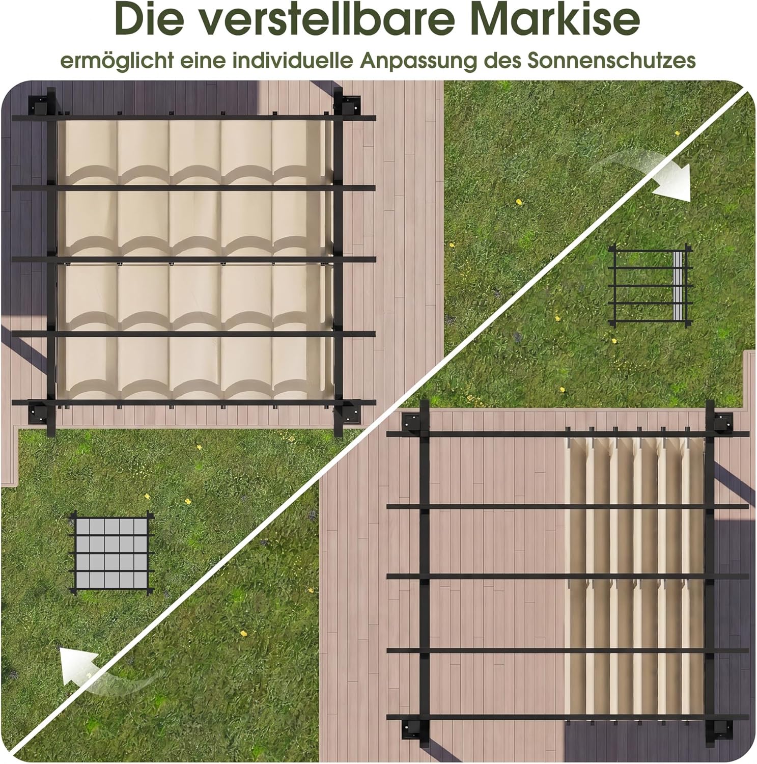 Aluminium-Pergola mit verstellbarem Schiebedach