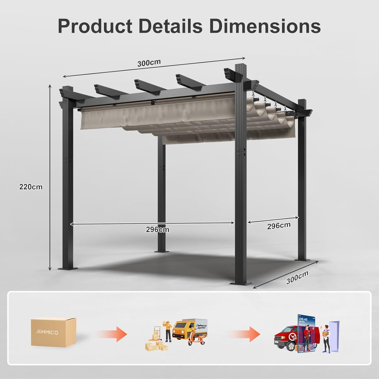 Aluminium-Pergola mit verstellbarem Schiebedach