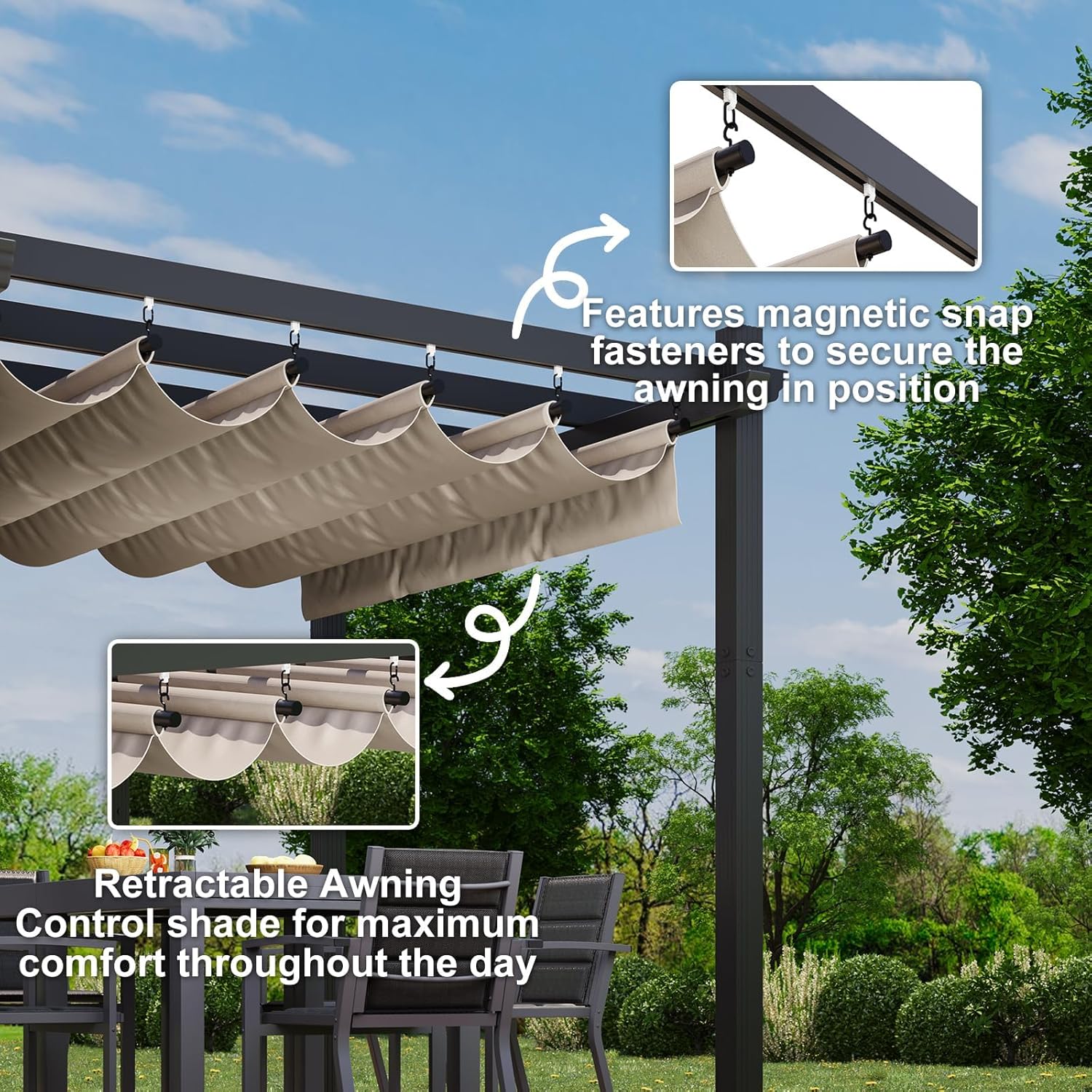 Aluminium-Pergola mit verstellbarem Schiebedach