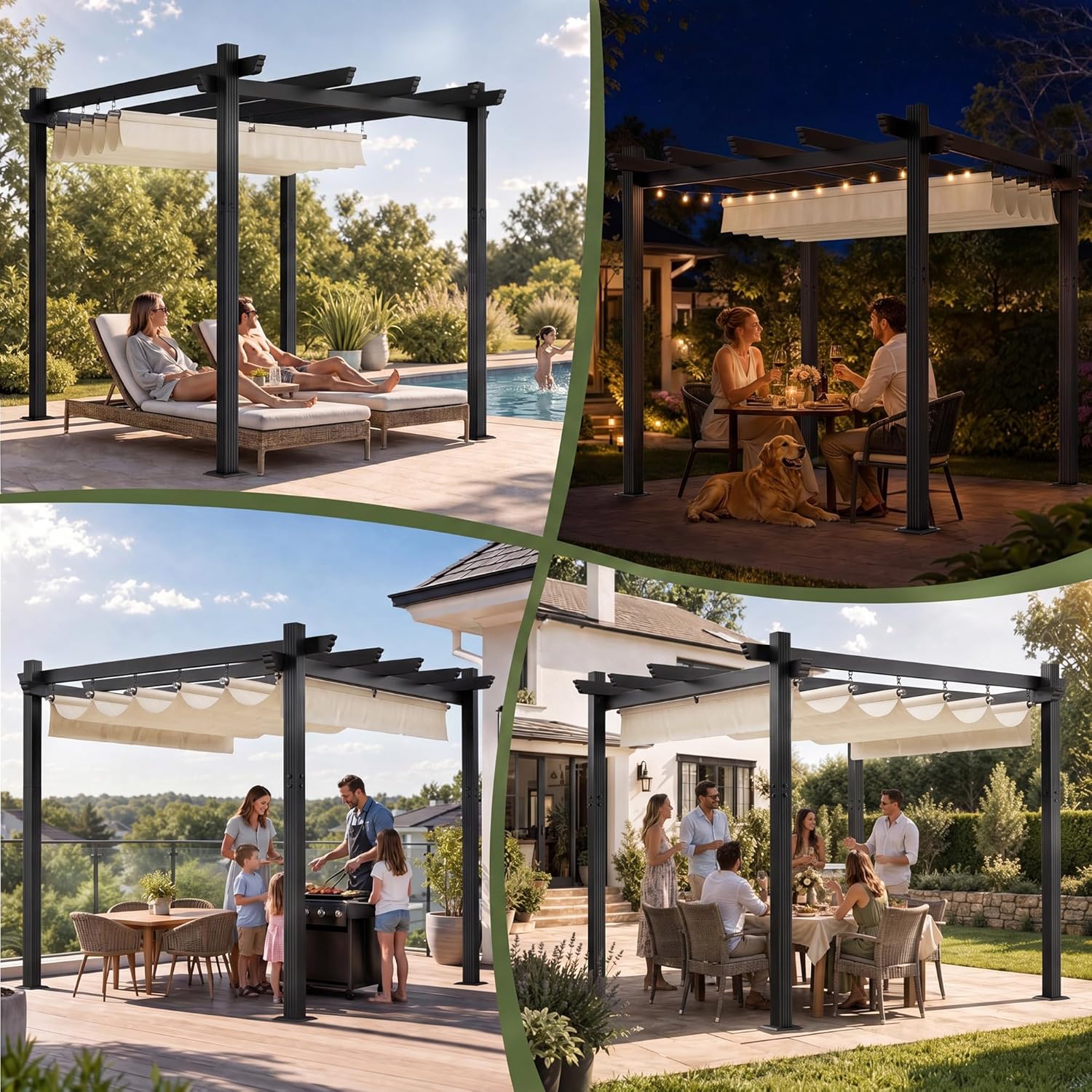 Aluminium-Pergola mit verstellbarem Schiebedach