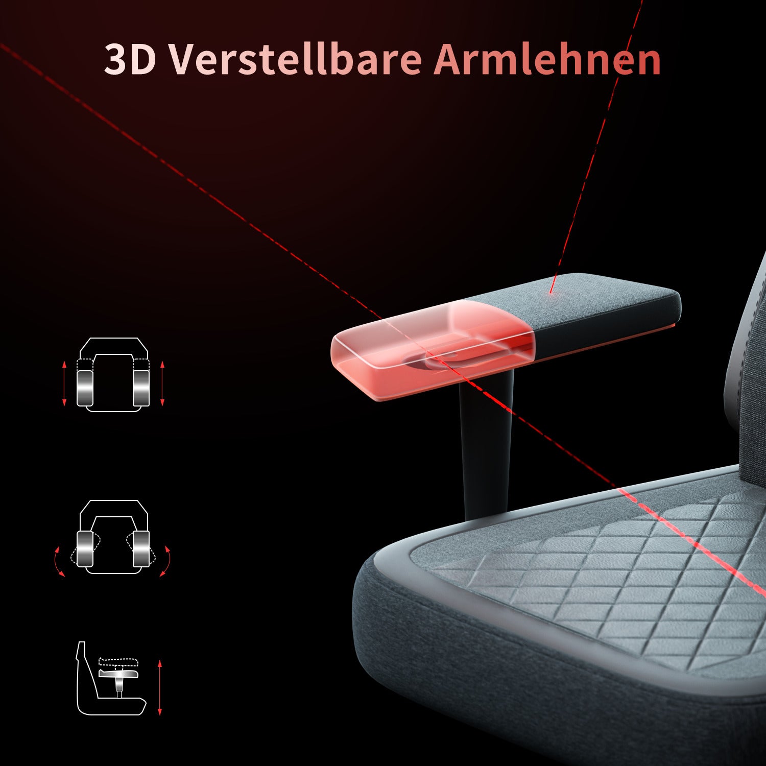 Ergonomischer Gaming Stuhl mit Fußstütze, Kopfstütze und Armlehne