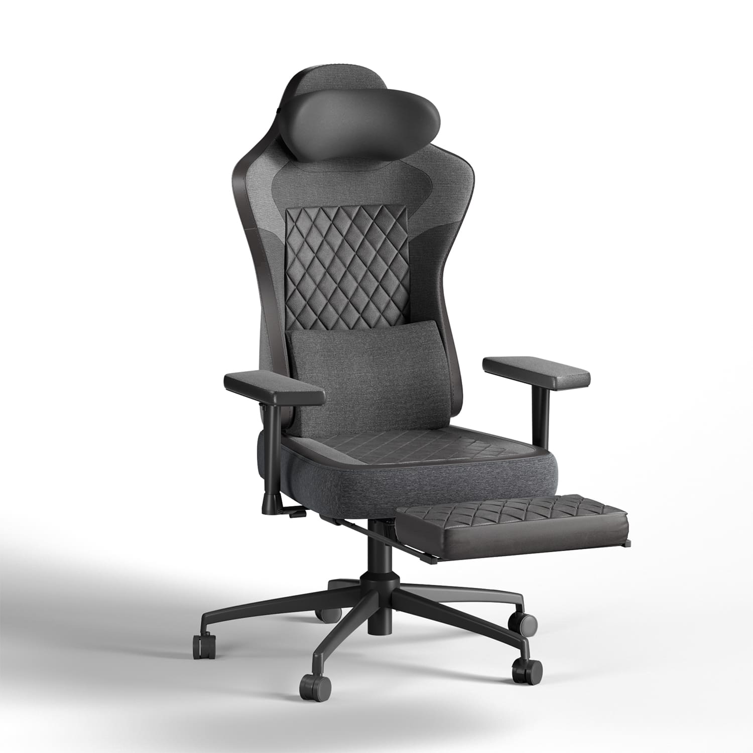 Bürostuhl mit Massage Lendenkissen, Ergonomischer Gaming Stuhl mit Fußstütze