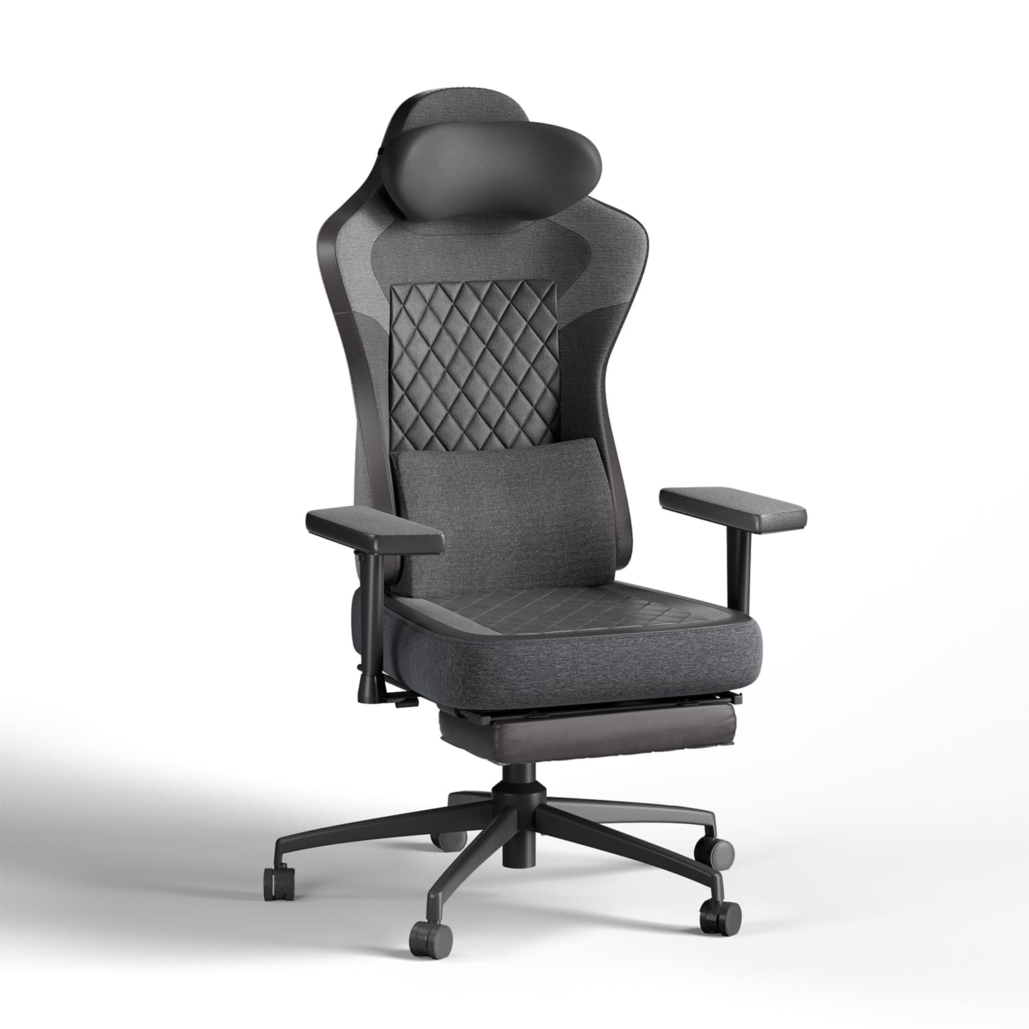 Bürostuhl mit Massage Lendenkissen, Ergonomischer Gaming Stuhl mit Fußstütze