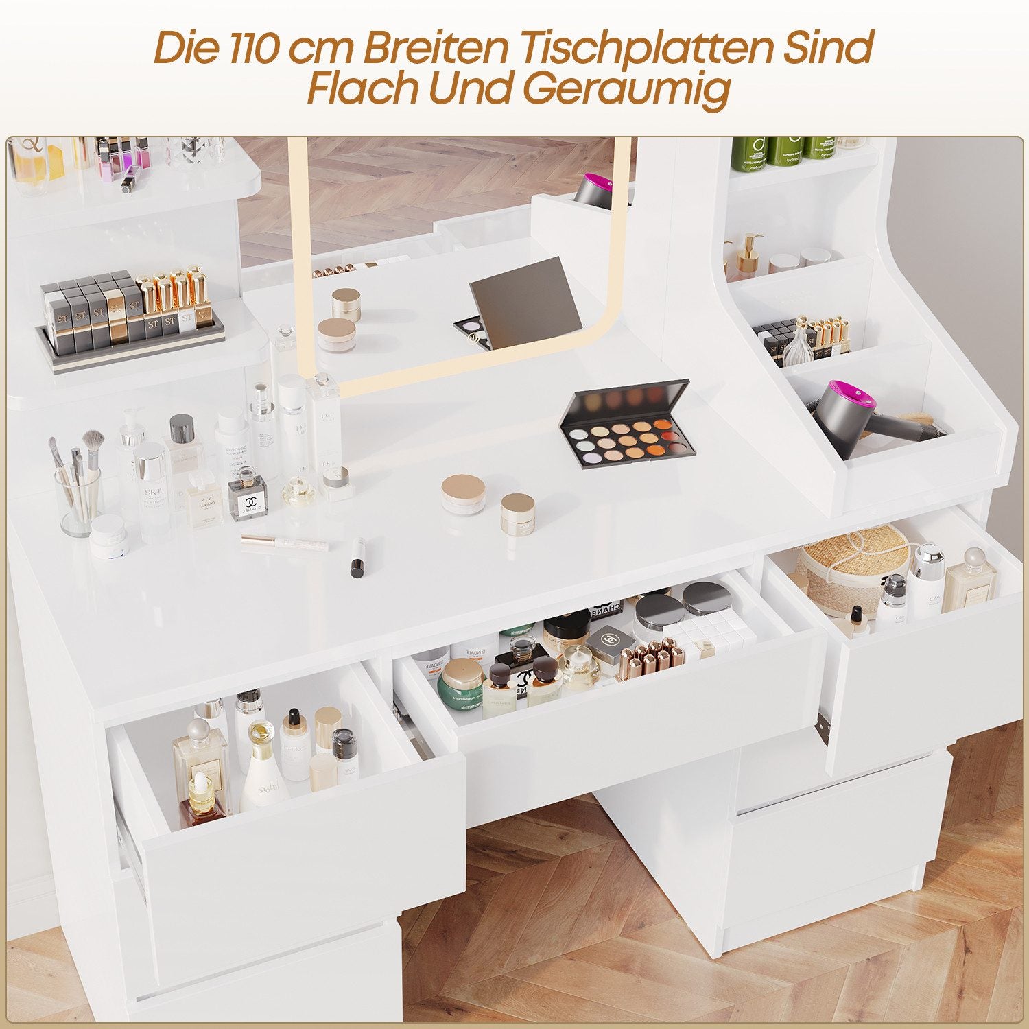 LED-Schminktisch mit 7 Schubladen